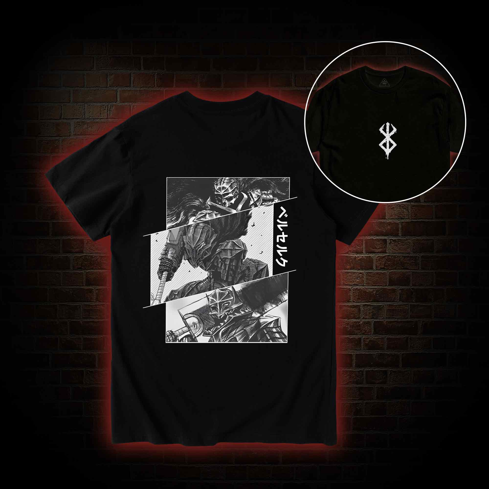 Black Swordsman Back Print T-Shirt