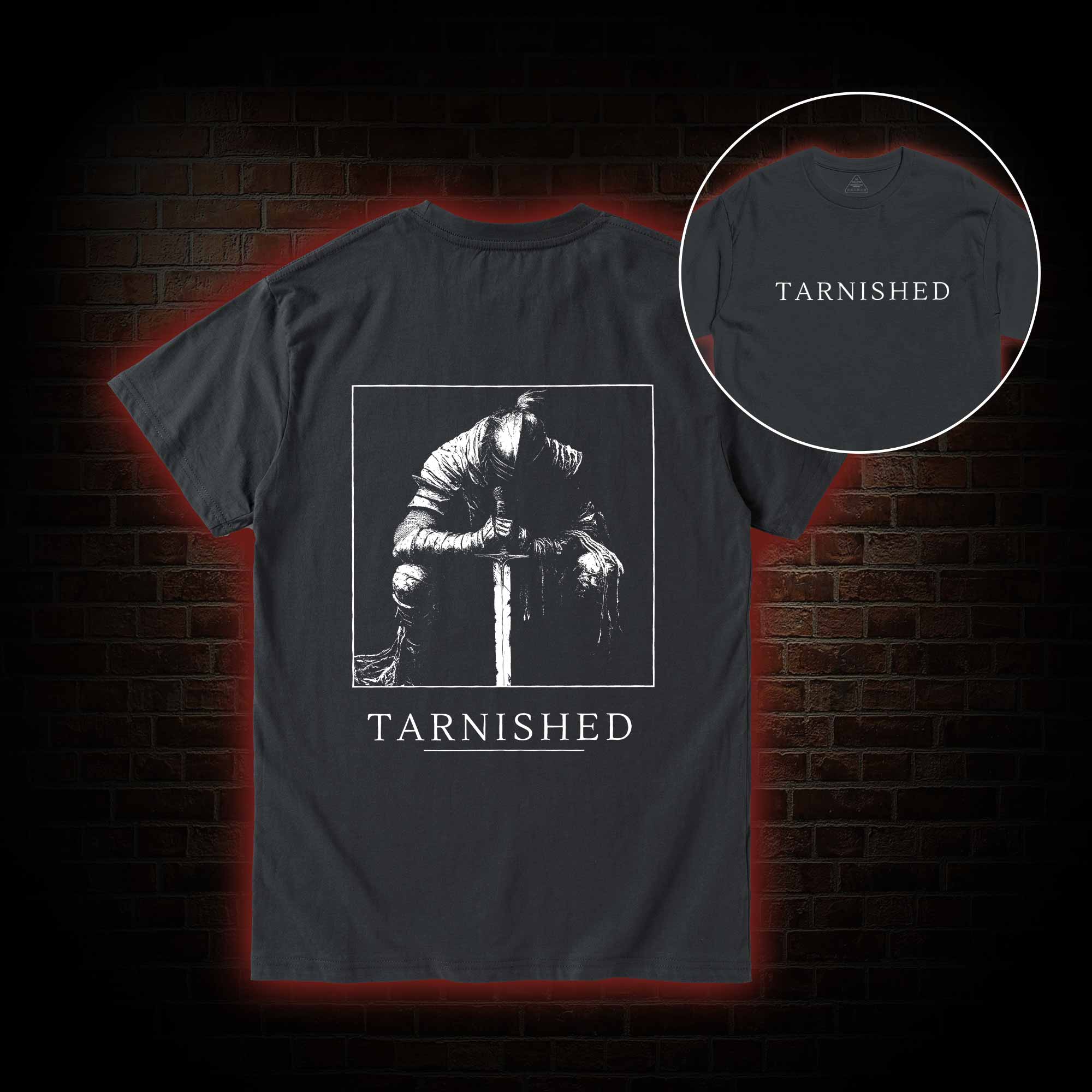 Dark Knight With Sword Back Print T-Shirt