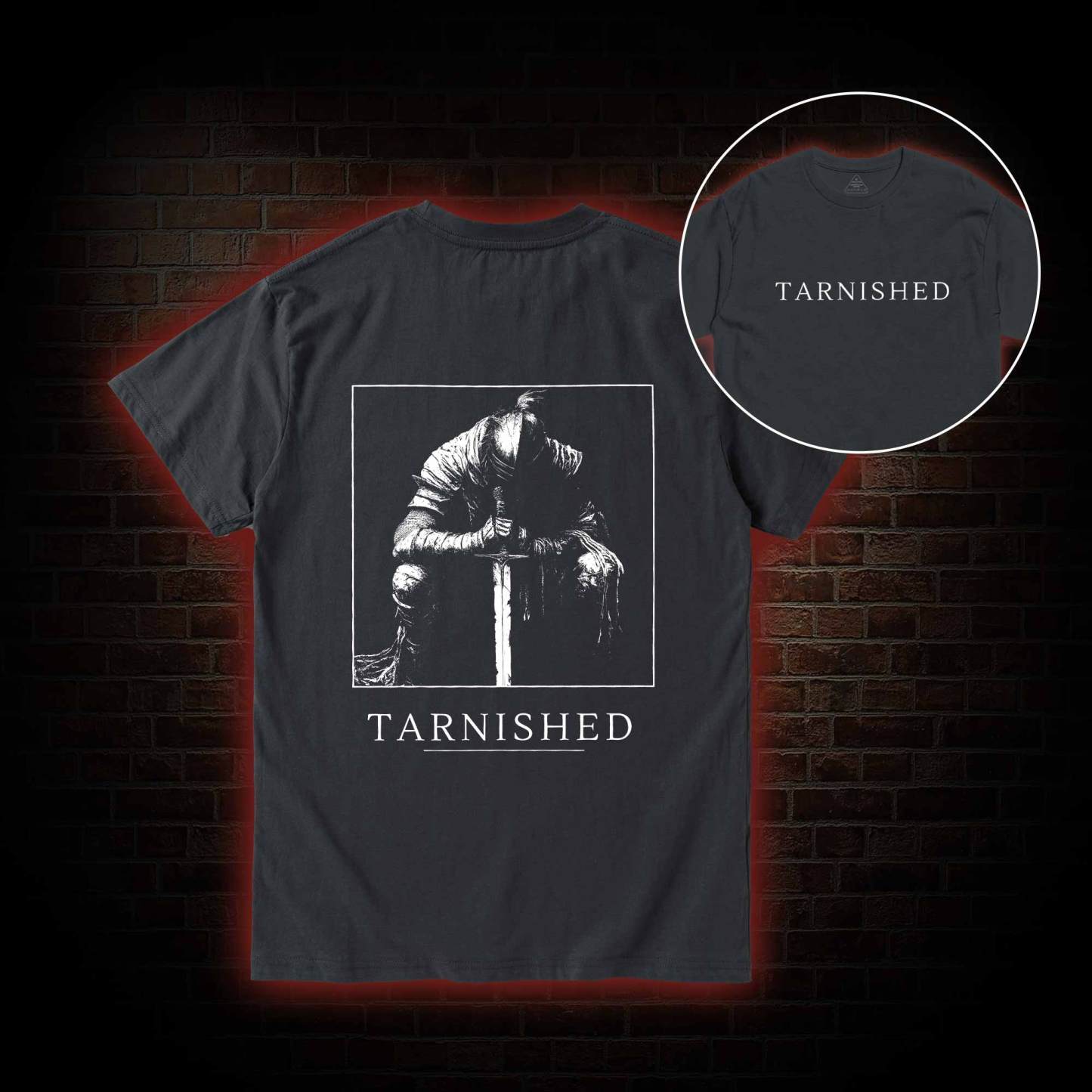 Dark Knight With Sword Back Print T-Shirt