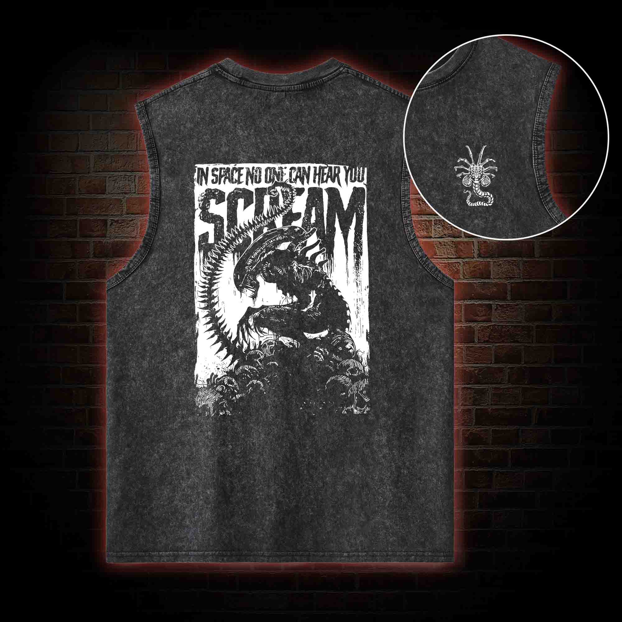 In Space No One Can Hear You Scream Back Print Washed Tank Top