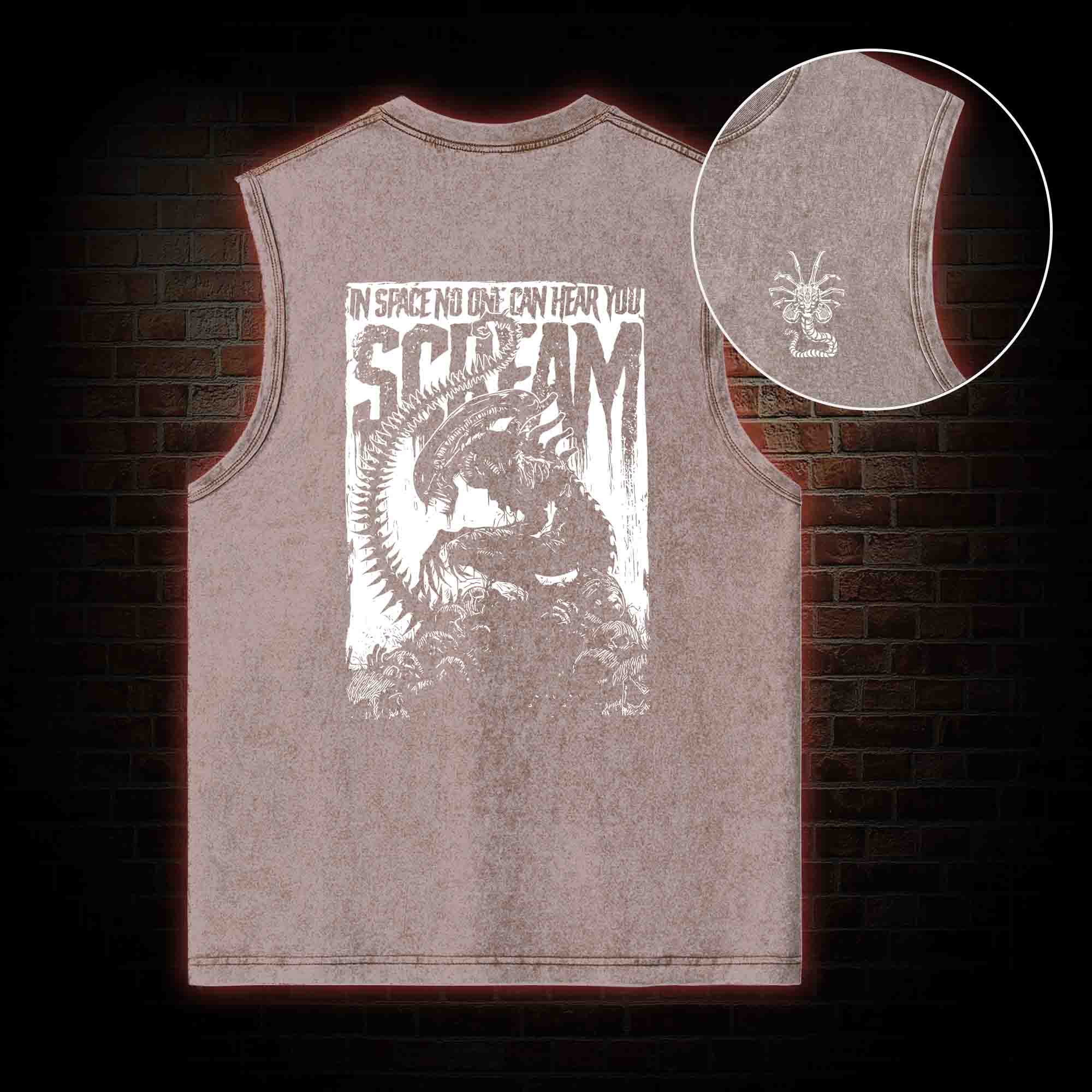 In Space No One Can Hear You Scream Back Print Washed Tank Top