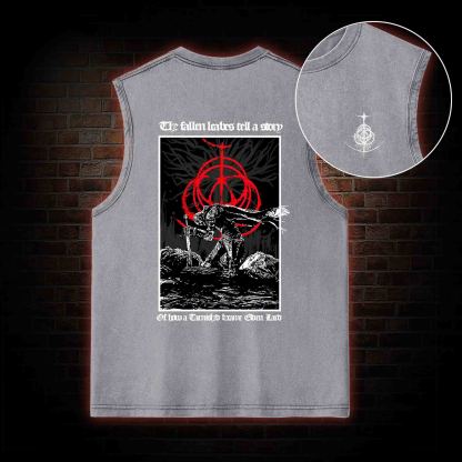 The Fallen Leaves Tell a Story Back Print Washed Tank Top