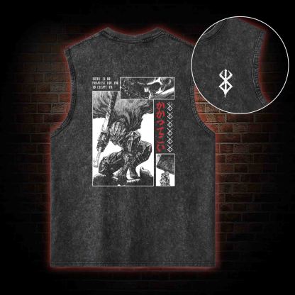 To Wield A Sword is to be Alive Back Print Washed Tank Top