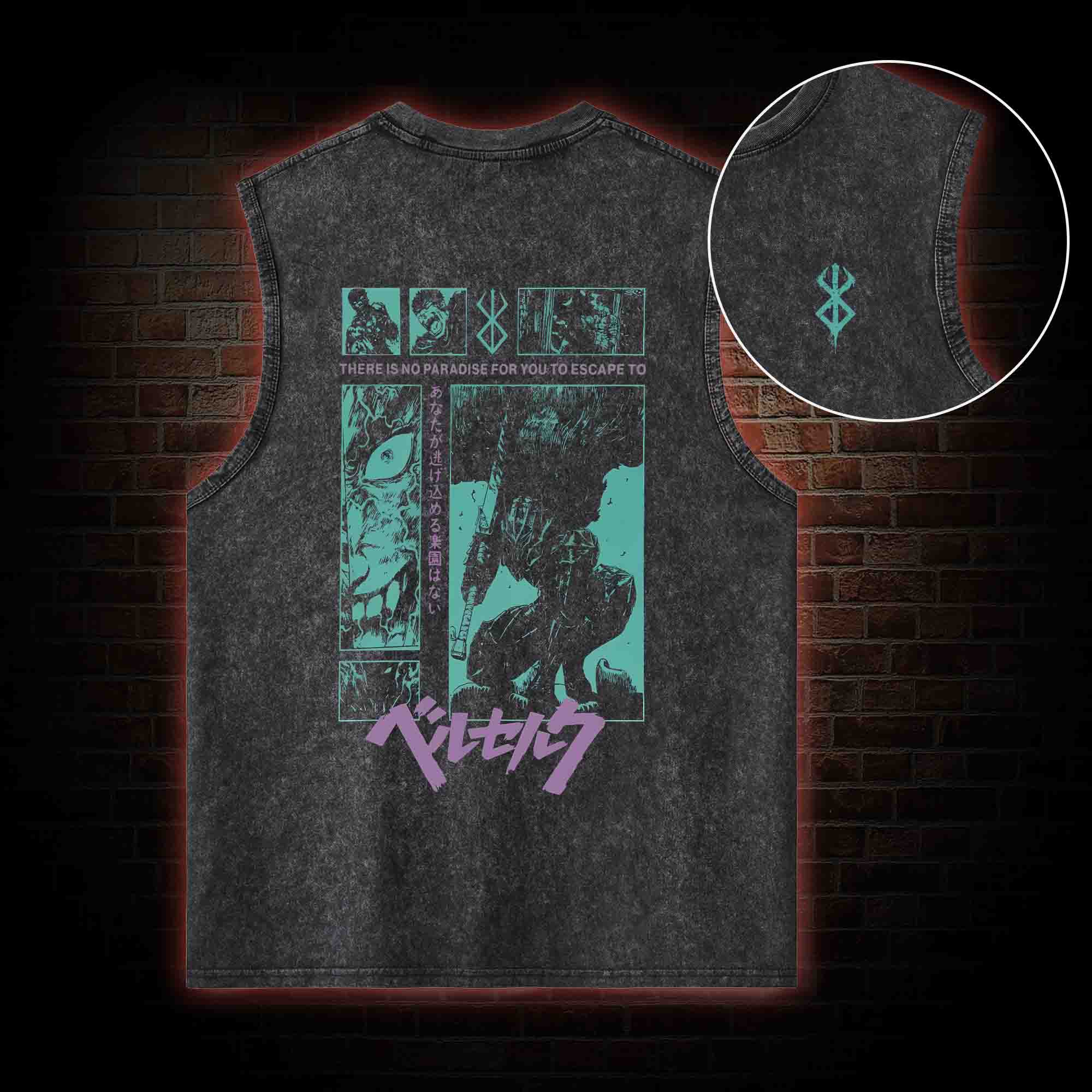Struggler's Arm Back Print Washed Tank Top