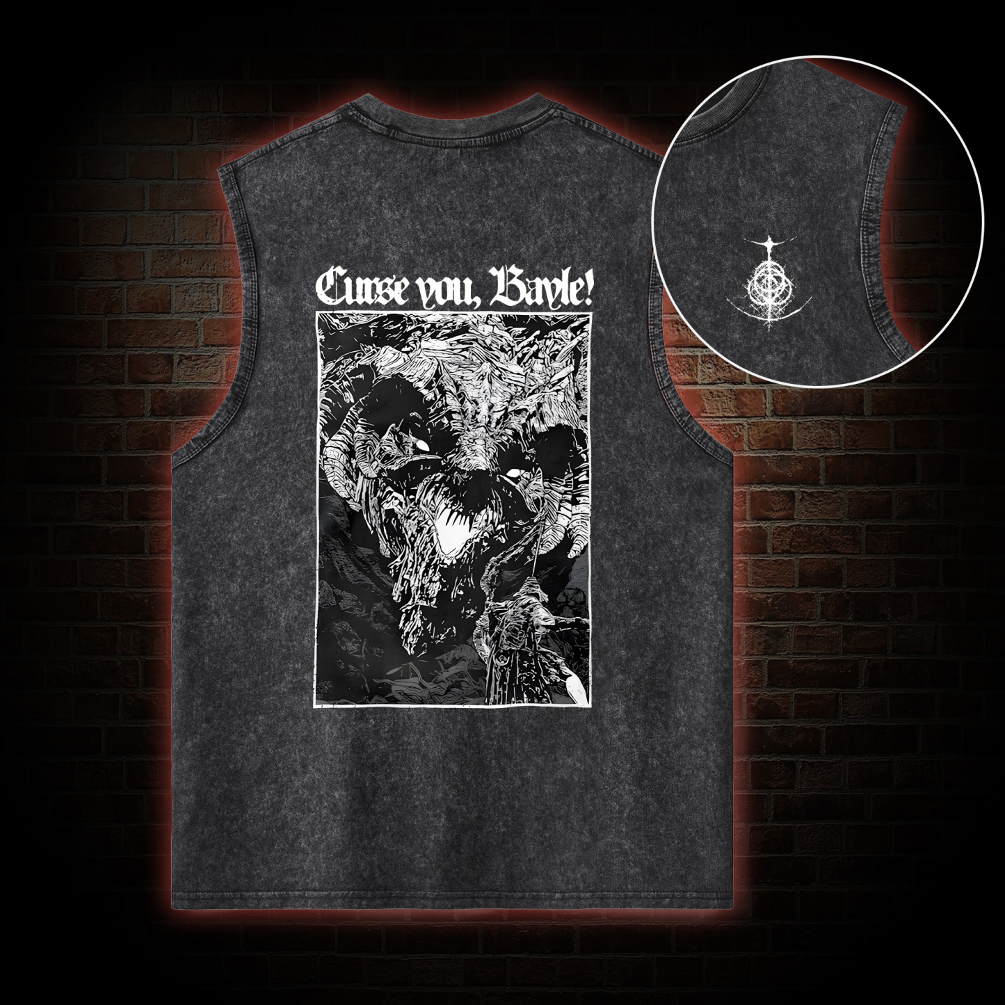 Curse You Bayle! Back Print Washed Tank Top