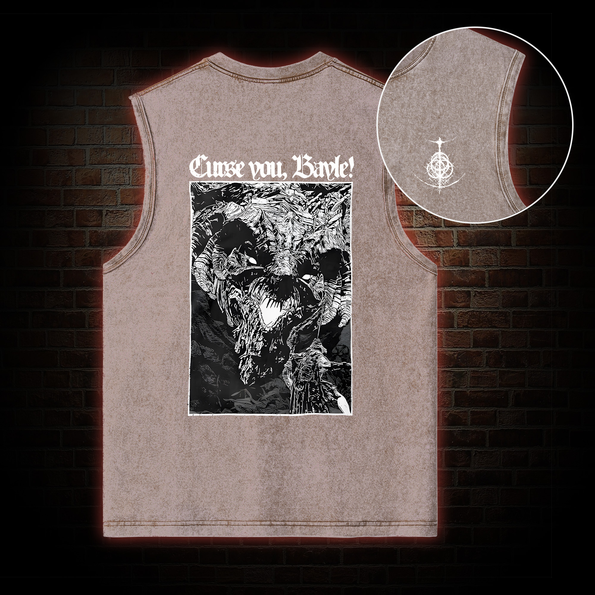 Curse You Bayle! Back Print Washed Tank Top