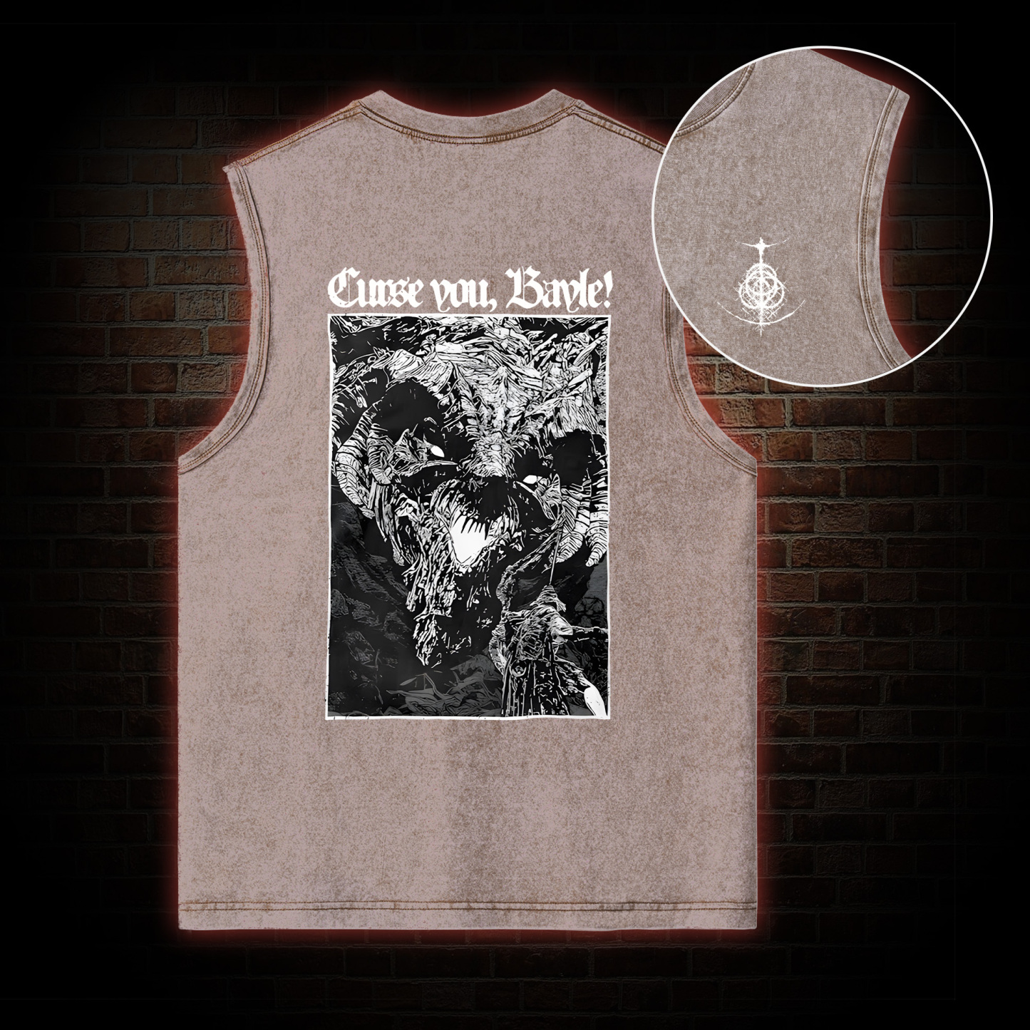 Curse You Bayle! Back Print Washed Tank Top