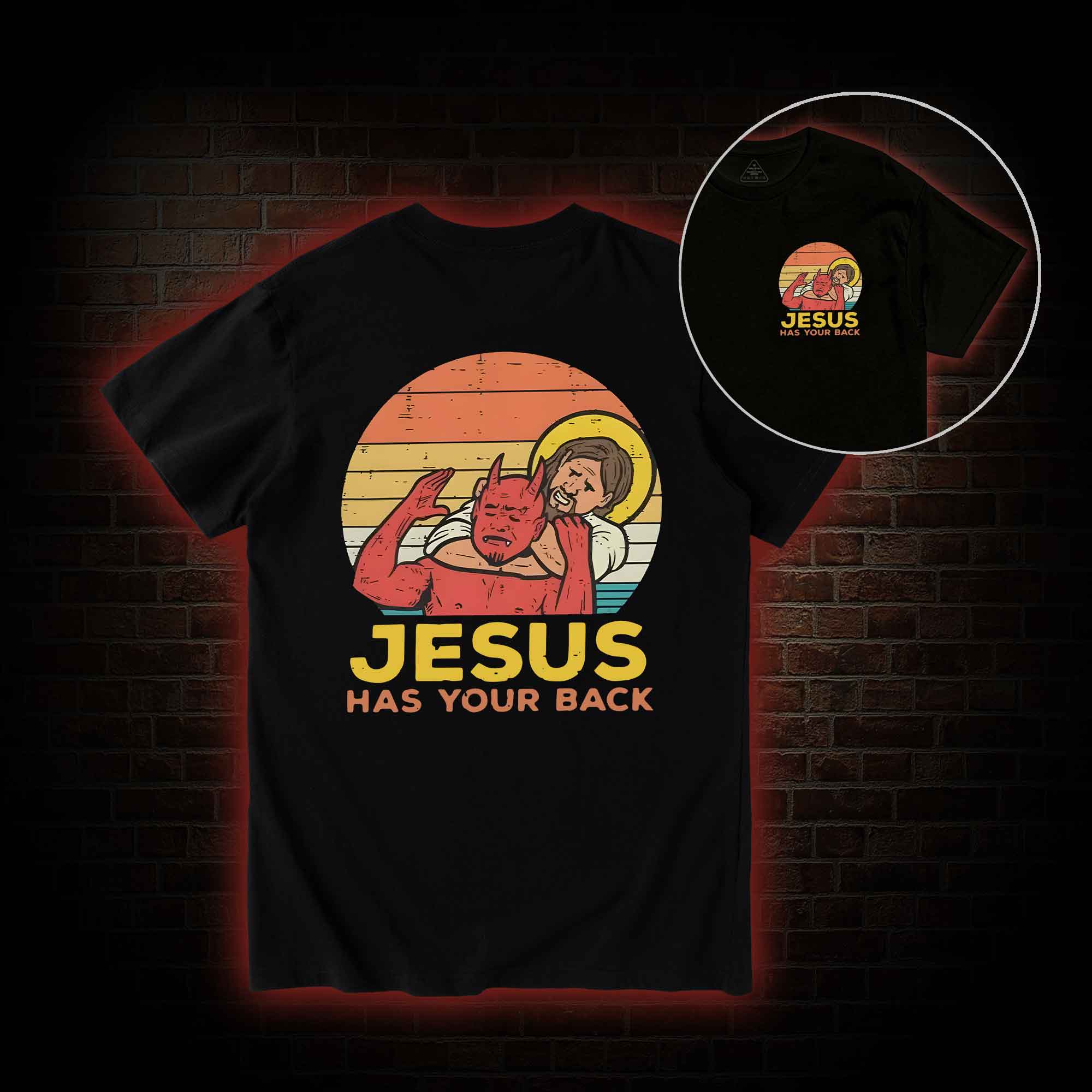 Jesus Has Your Back Back Print T-Shirt