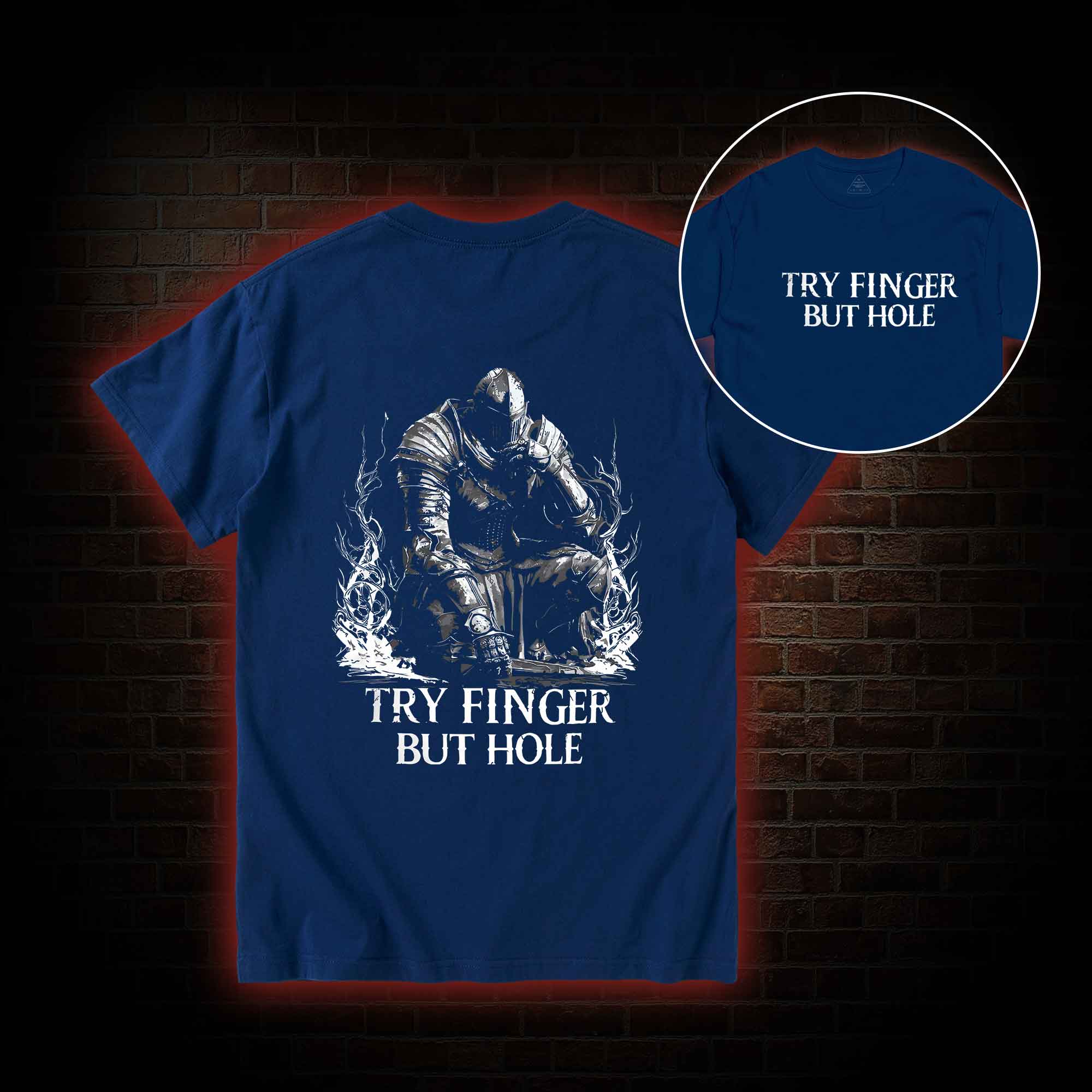 Try Fingers but Hole Back Print T-Shirt