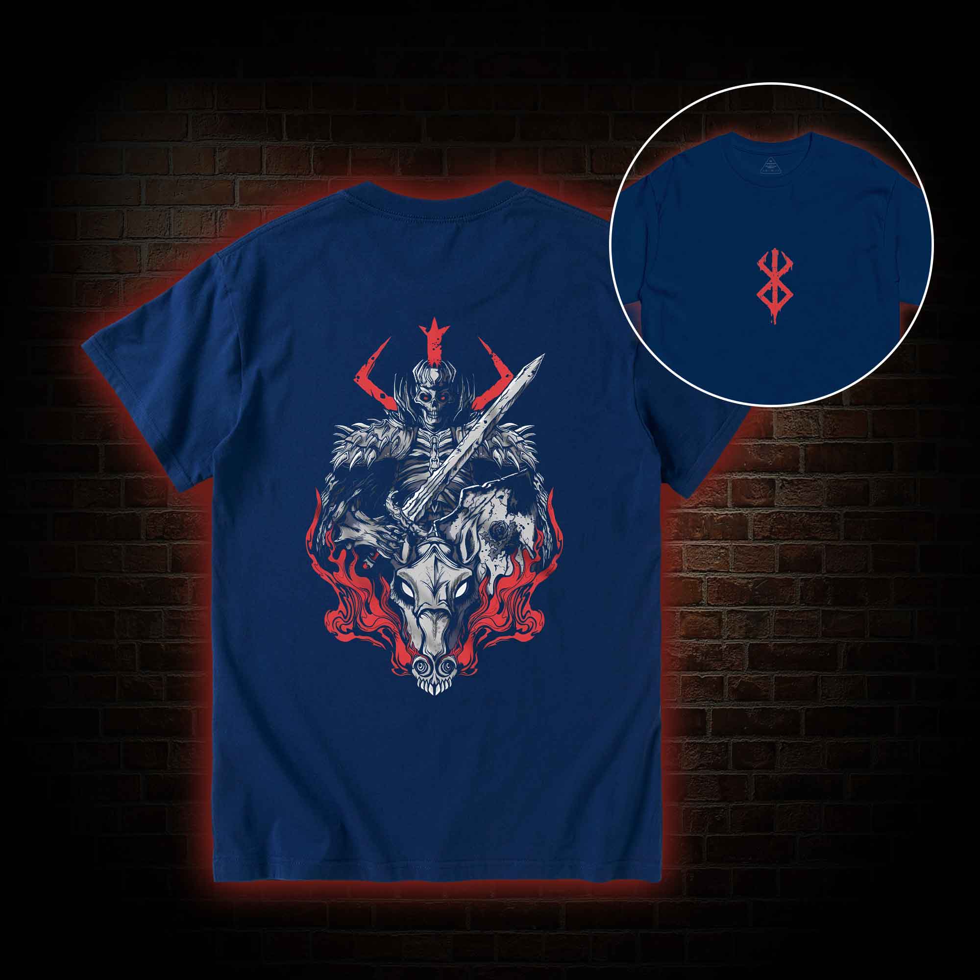 Skull Knight Back Print T-Shirt