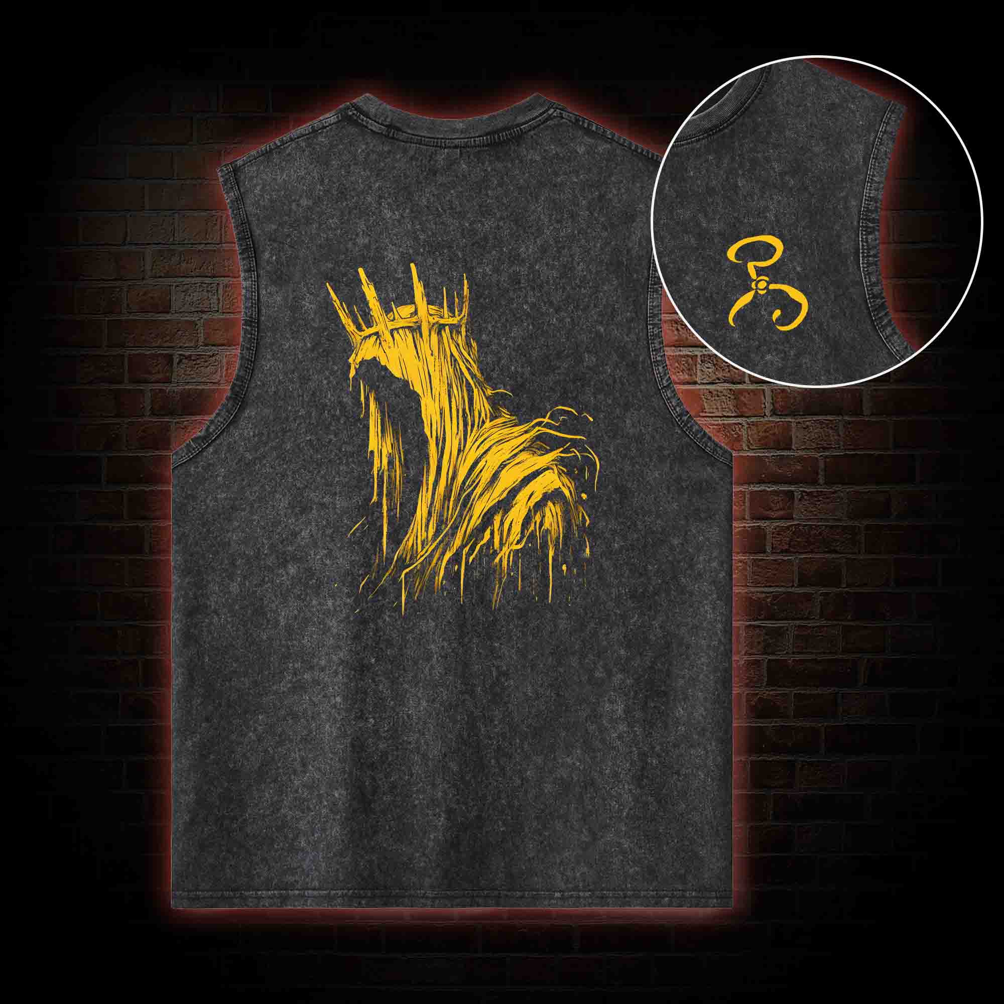 The King in Yellow Cthulhu Back Print Washed Tank Top