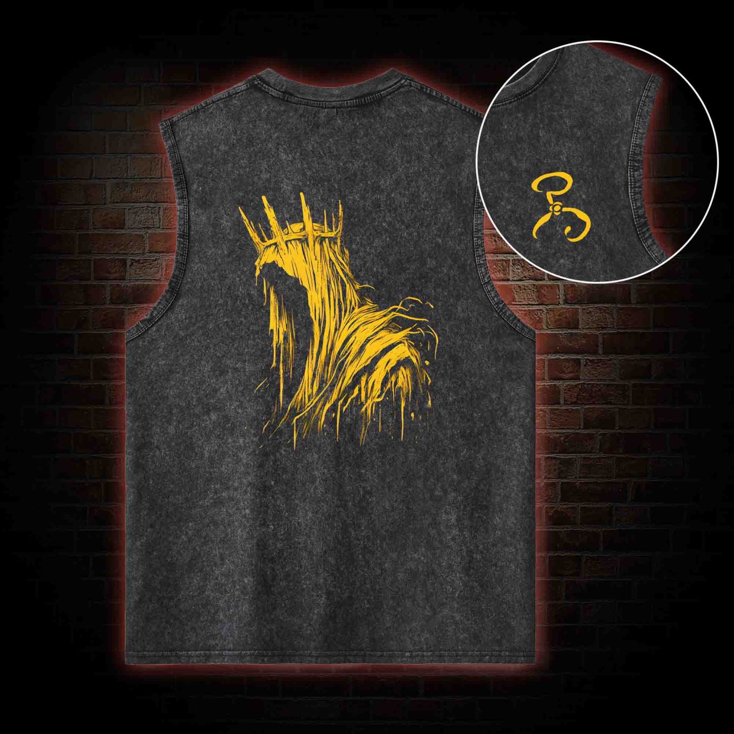 The King in Yellow Cthulhu Back Print Washed Tank Top