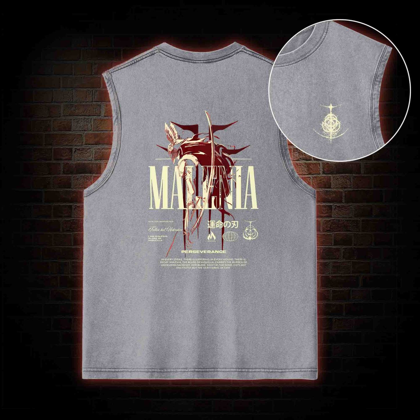 Cursed Goddess Back Print Washed Tank Top