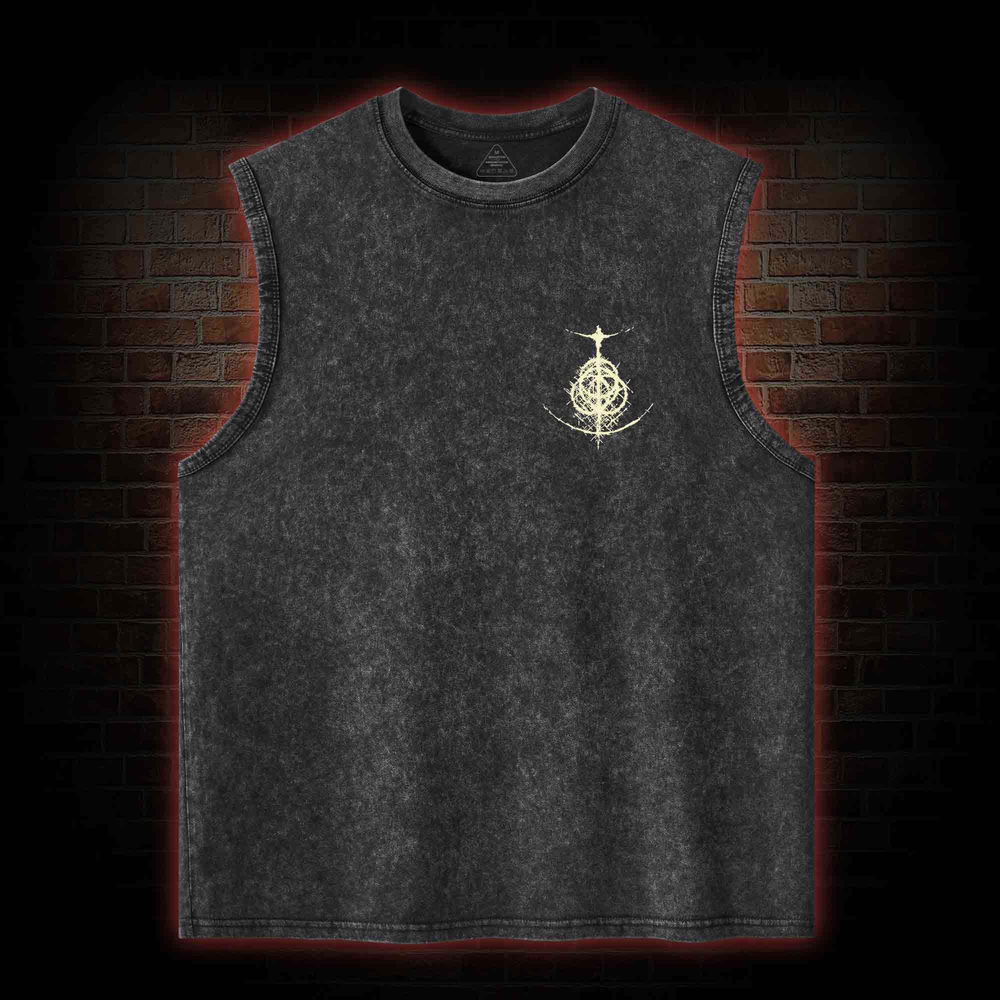Cursed Goddess Back Print Washed Tank Top