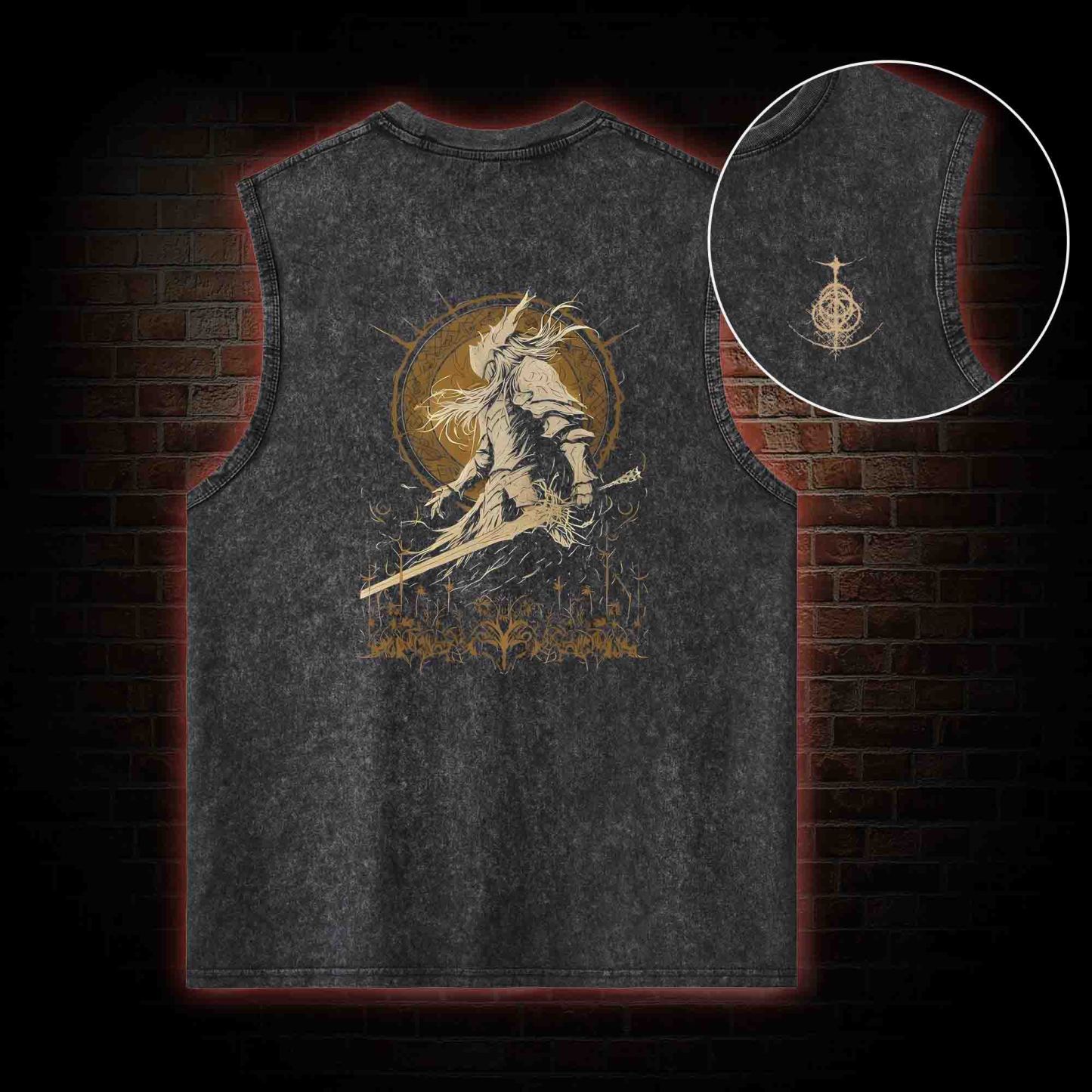 Not Rot Back Print Washed Tank Top