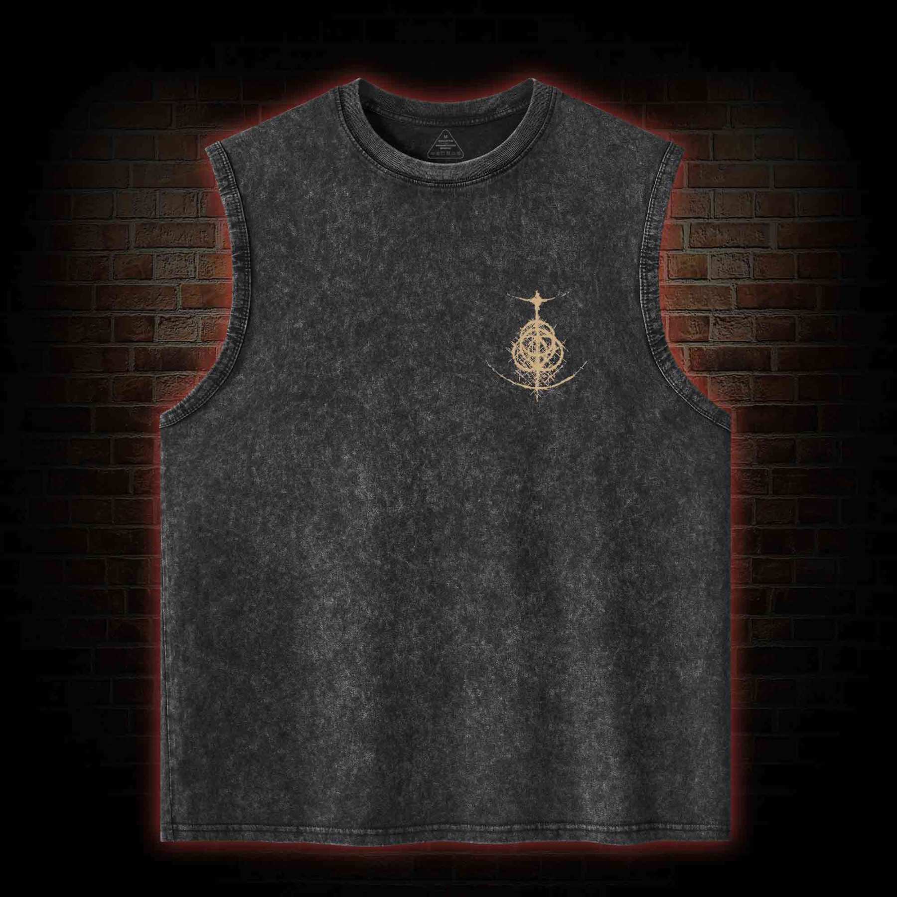 Not Rot Back Print Washed Tank Top