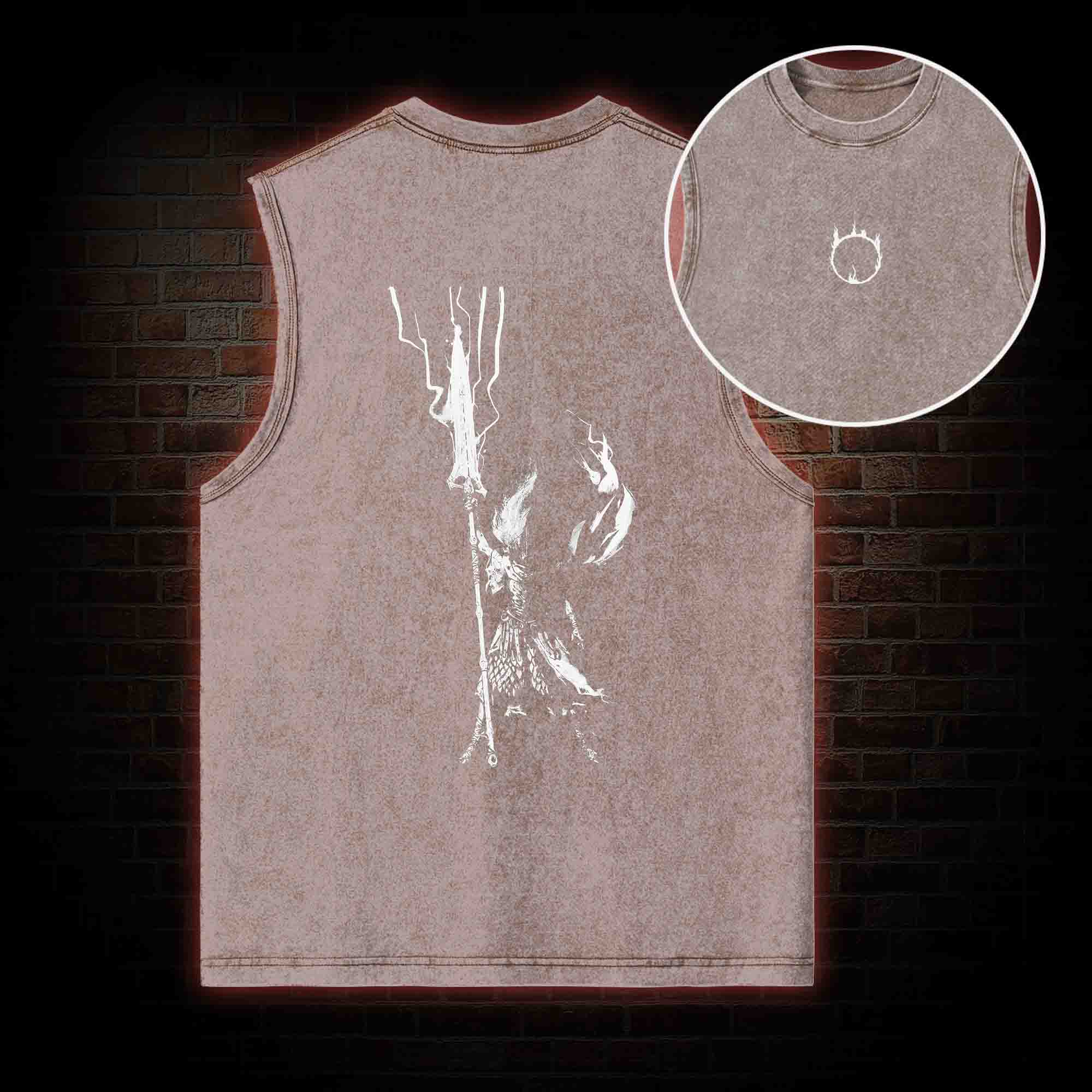King of the Storm Back Print Washed Tank Top