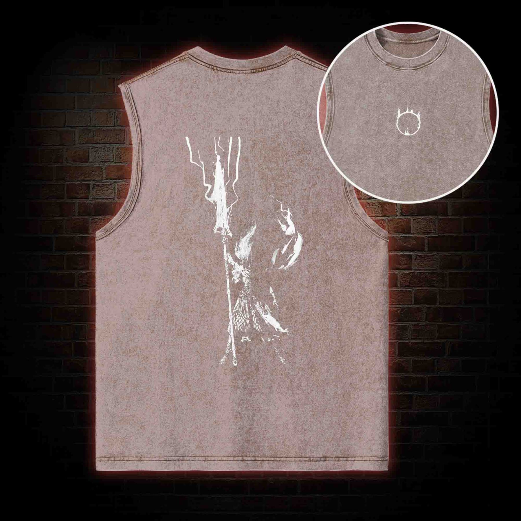 King of the Storm Back Print Washed Tank Top