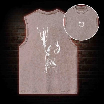 King of the Storm Back Print Washed Tank Top
