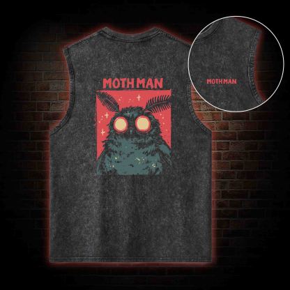 Cryptid Mothman Back Print Washed Tank Top