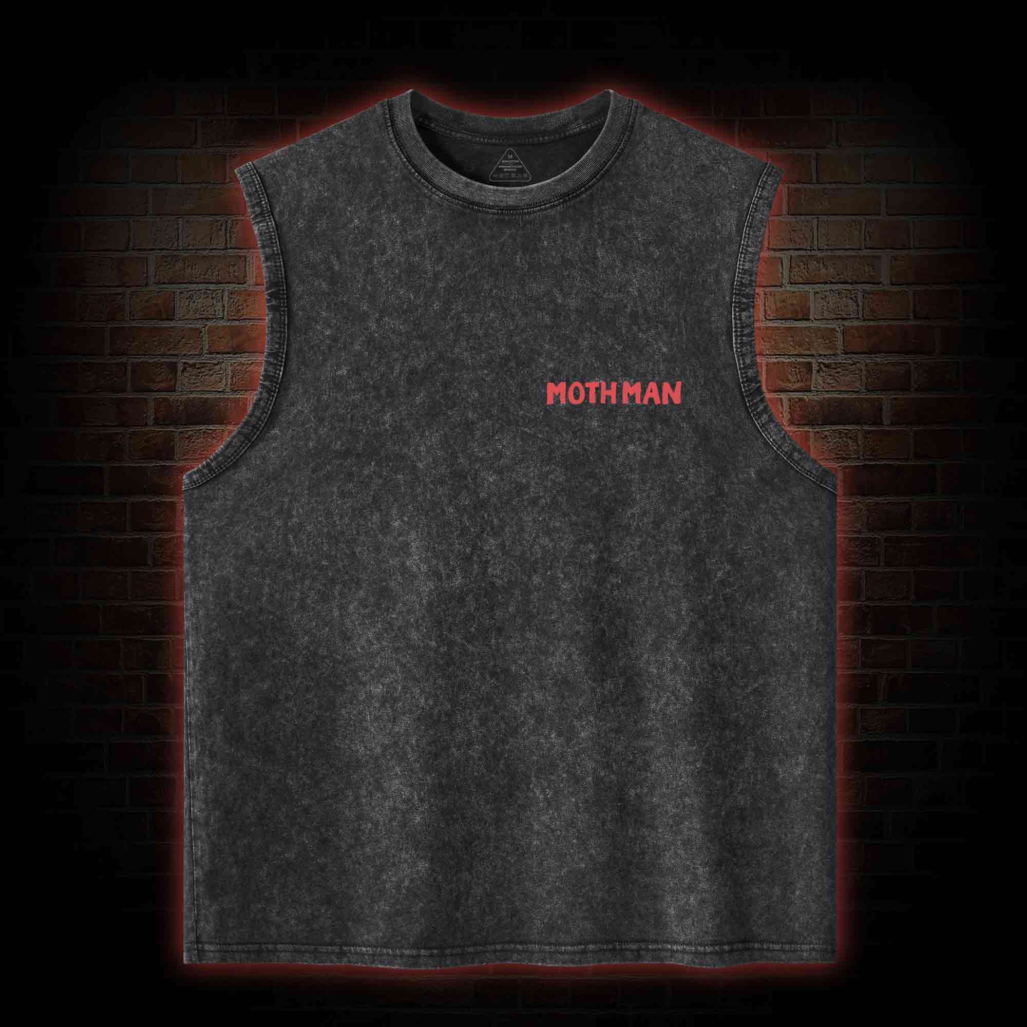 Cryptid Mothman Back Print Washed Tank Top