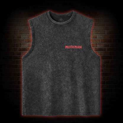 Cryptid Mothman Back Print Washed Tank Top