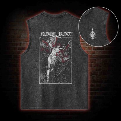 Now Rot Back Print Washed Tank Top