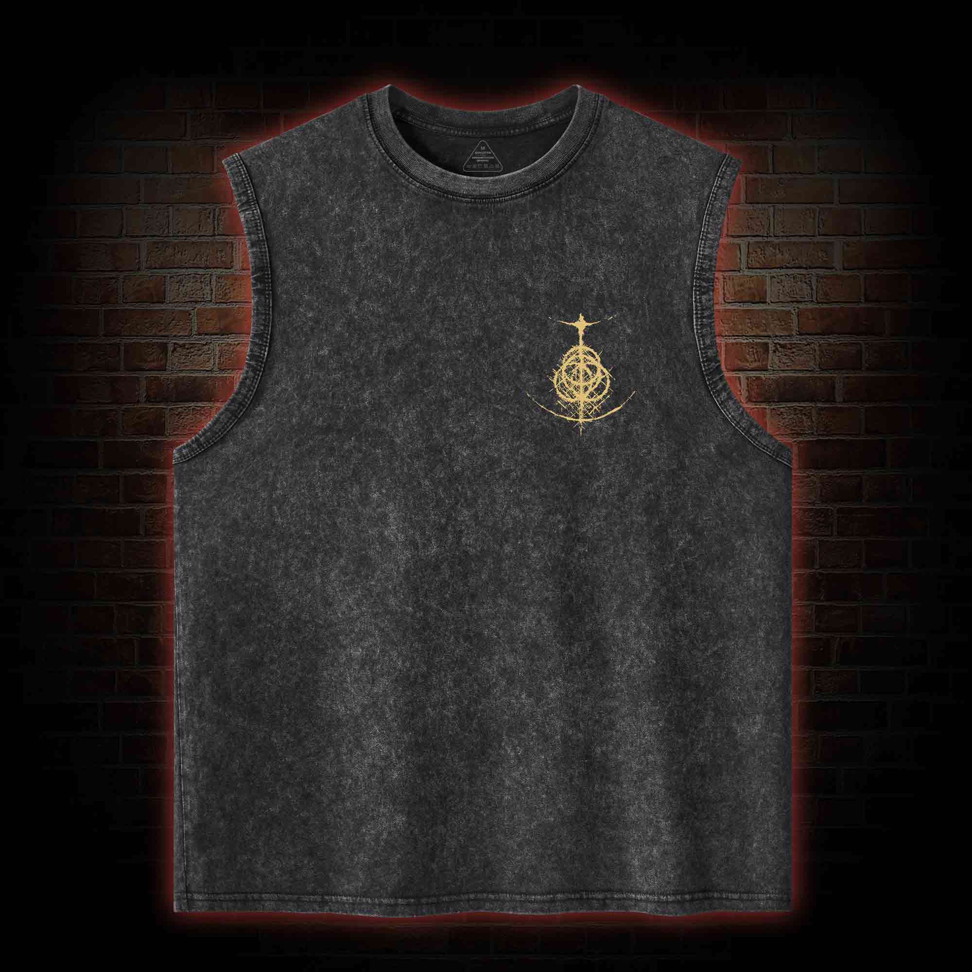 Behold Dog Back Print Washed Tank Top