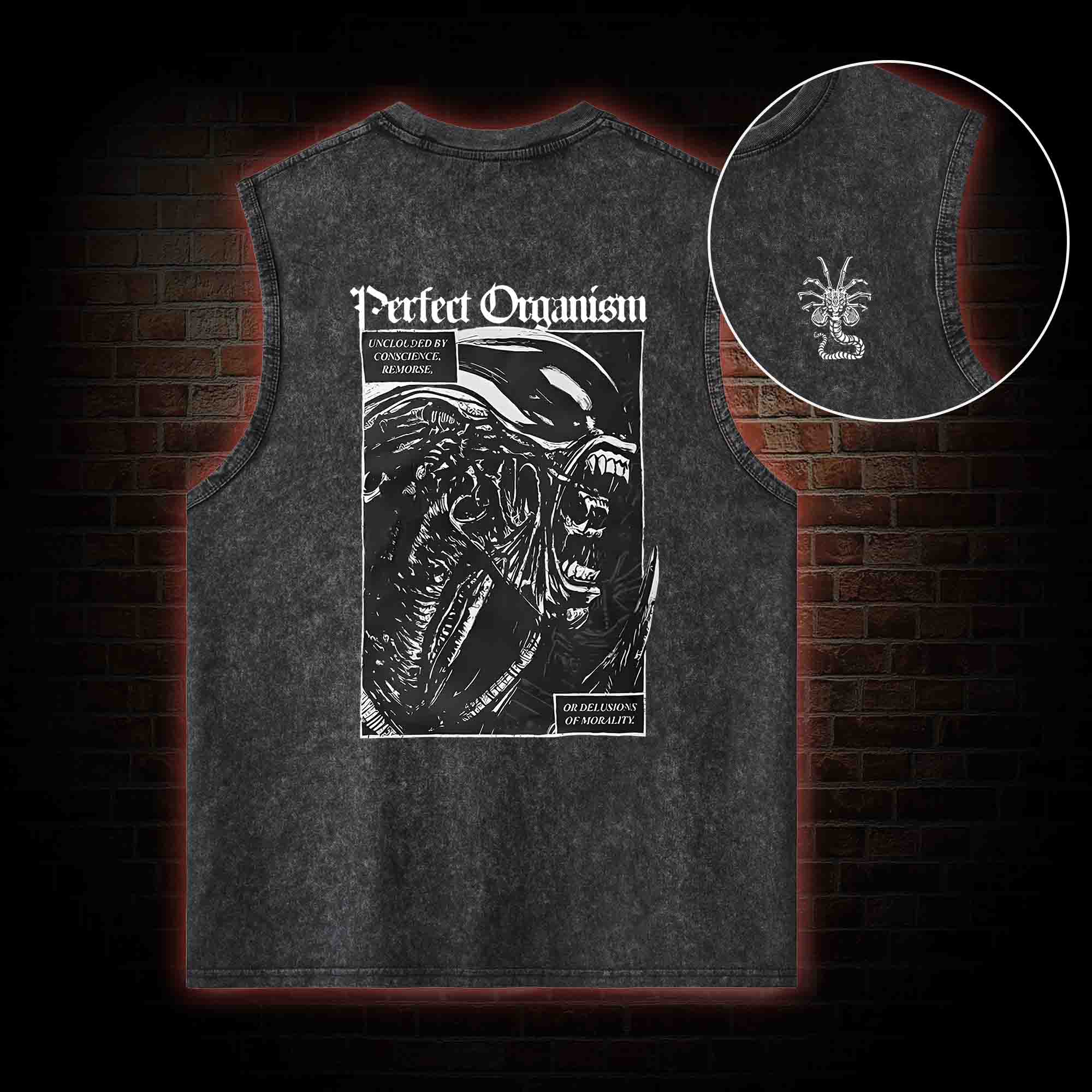 Alien Perfect Organism Back Print Washed Tank Top