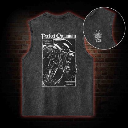 Alien Perfect Organism Back Print Washed Tank Top