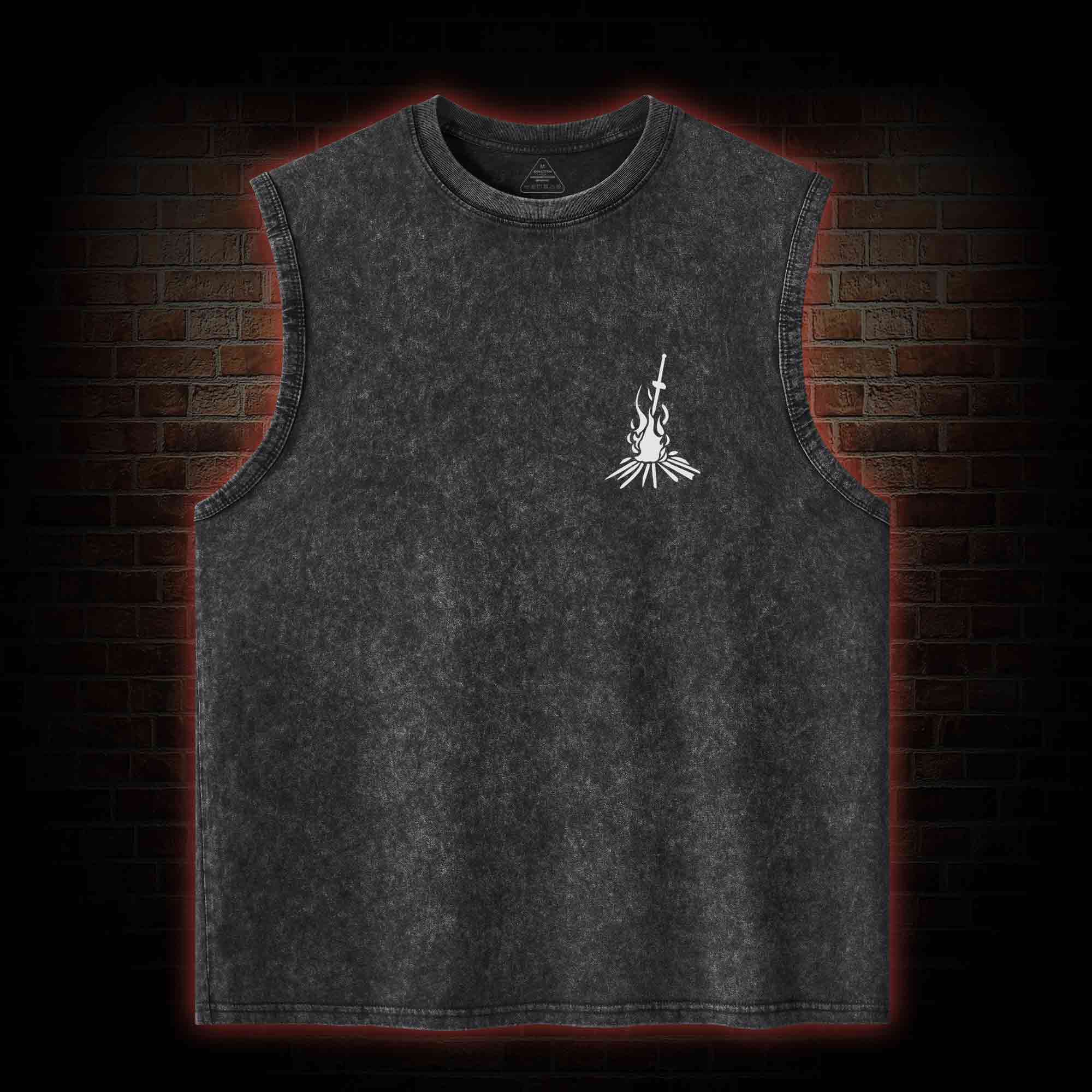 Into the Abyss Back Print Washed Tank Top