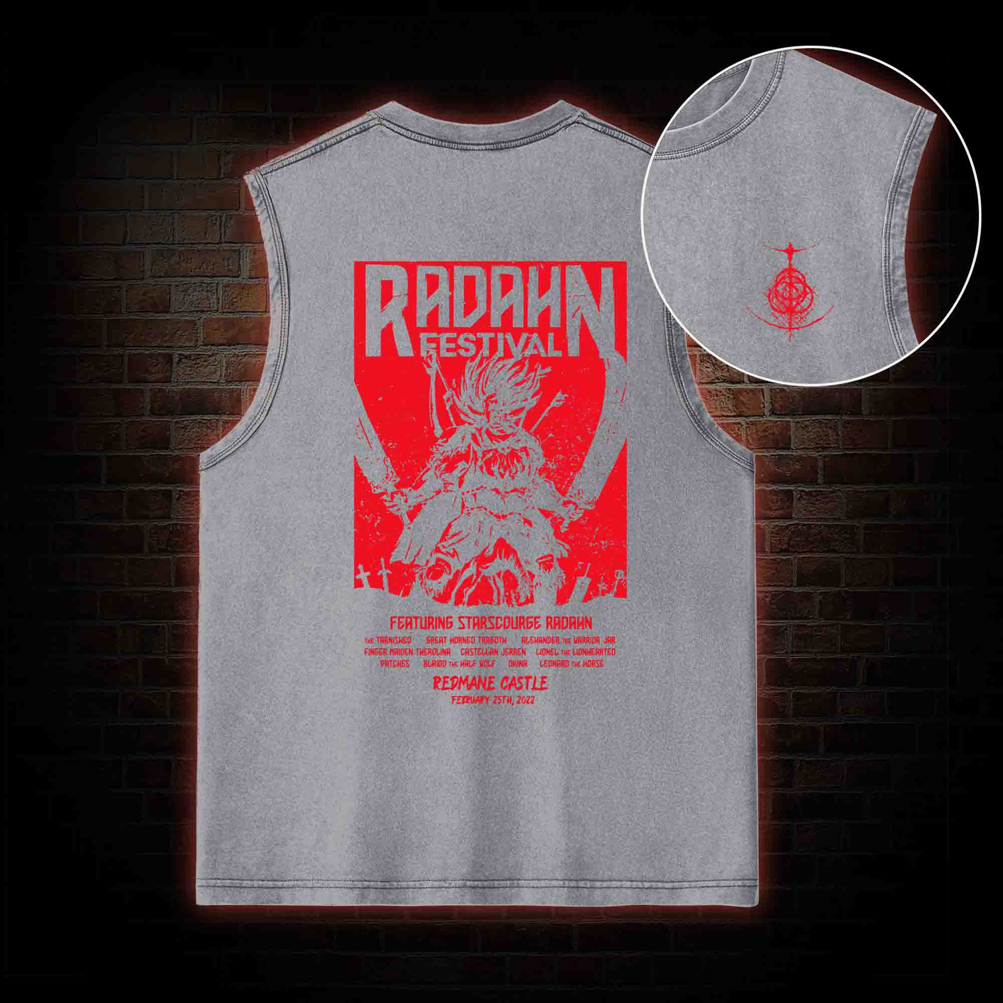 Battle Festival Back Print Washed Tank Top