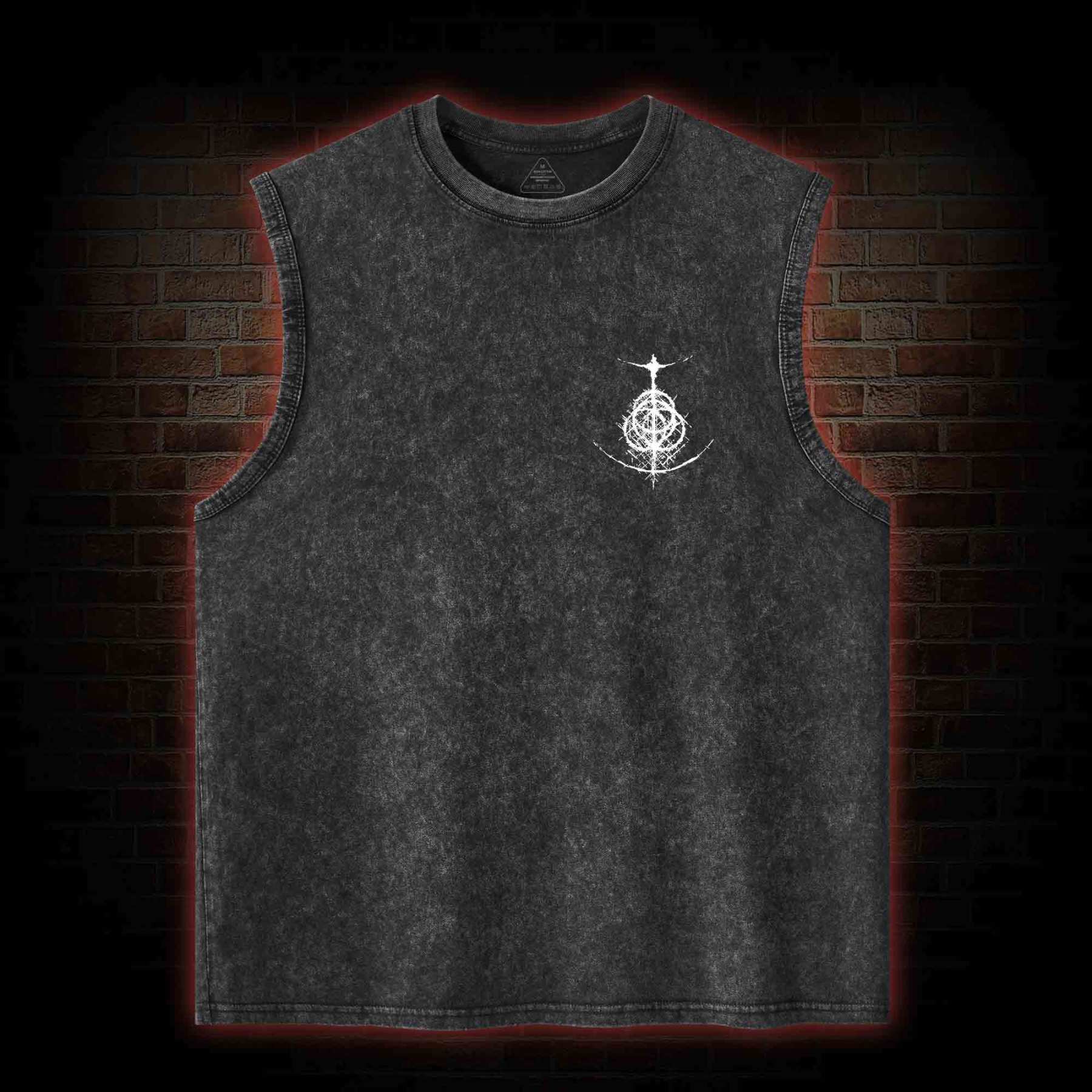 The Black Blade Back Print Washed Tank Top