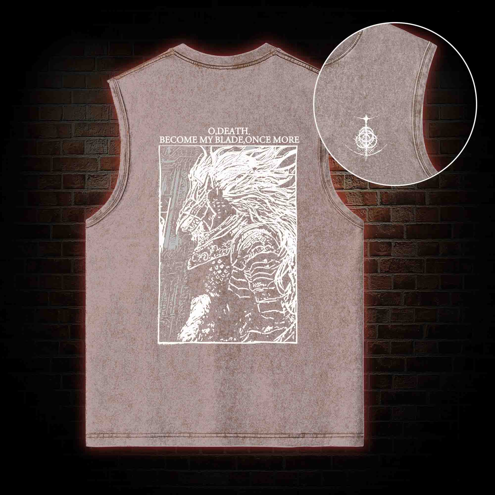 The Black Blade Back Print Washed Tank Top