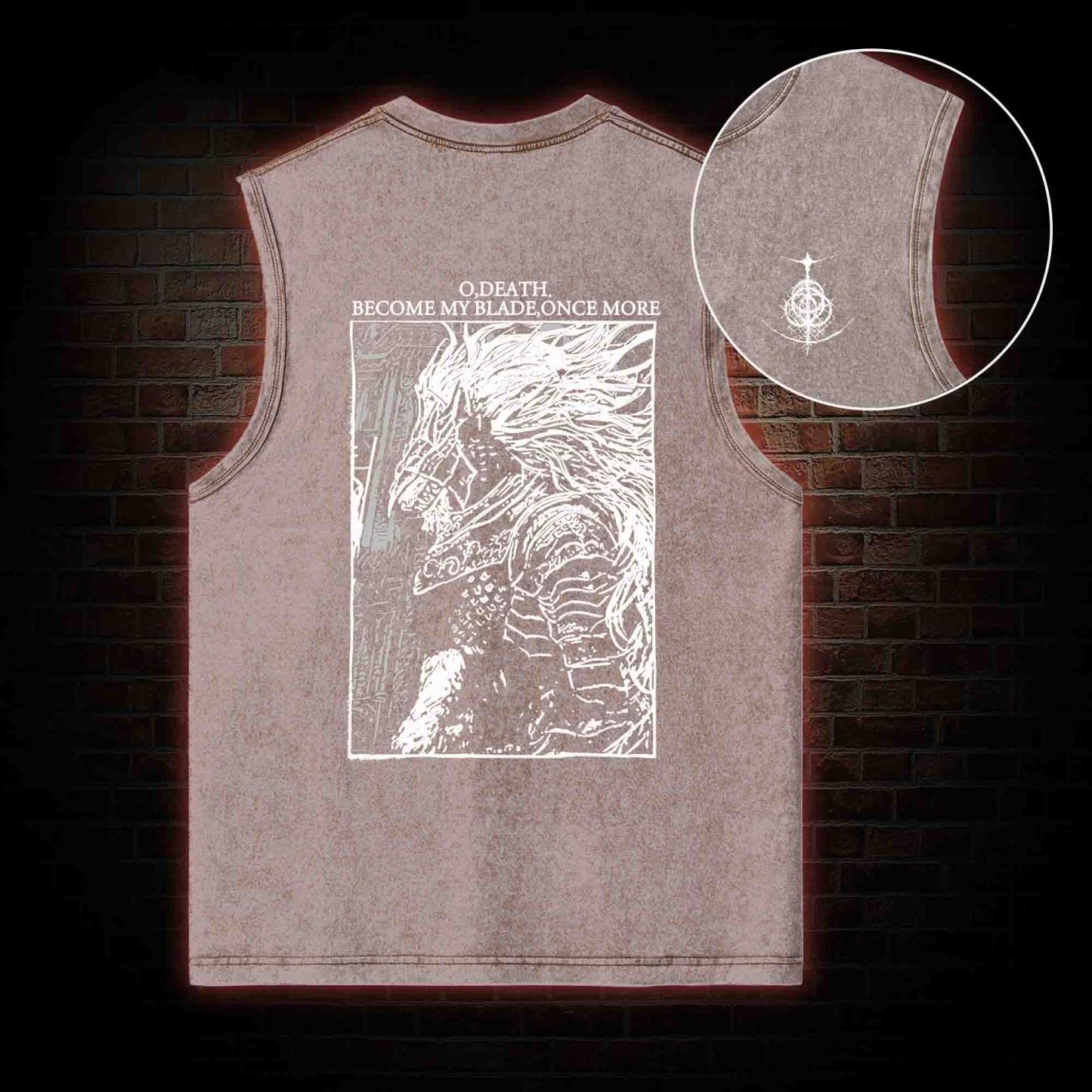 The Black Blade Back Print Washed Tank Top