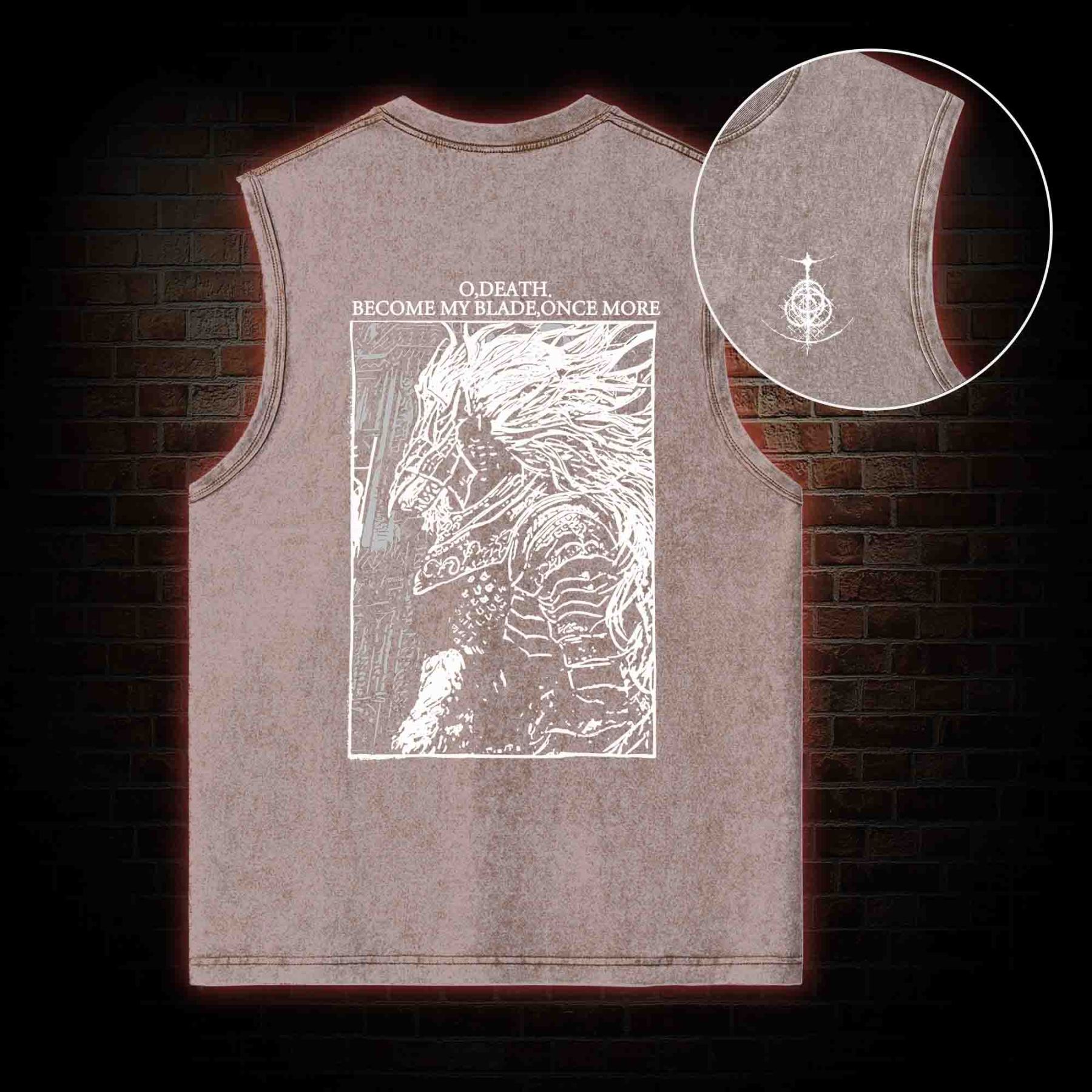 The Black Blade Back Print Washed Tank Top
