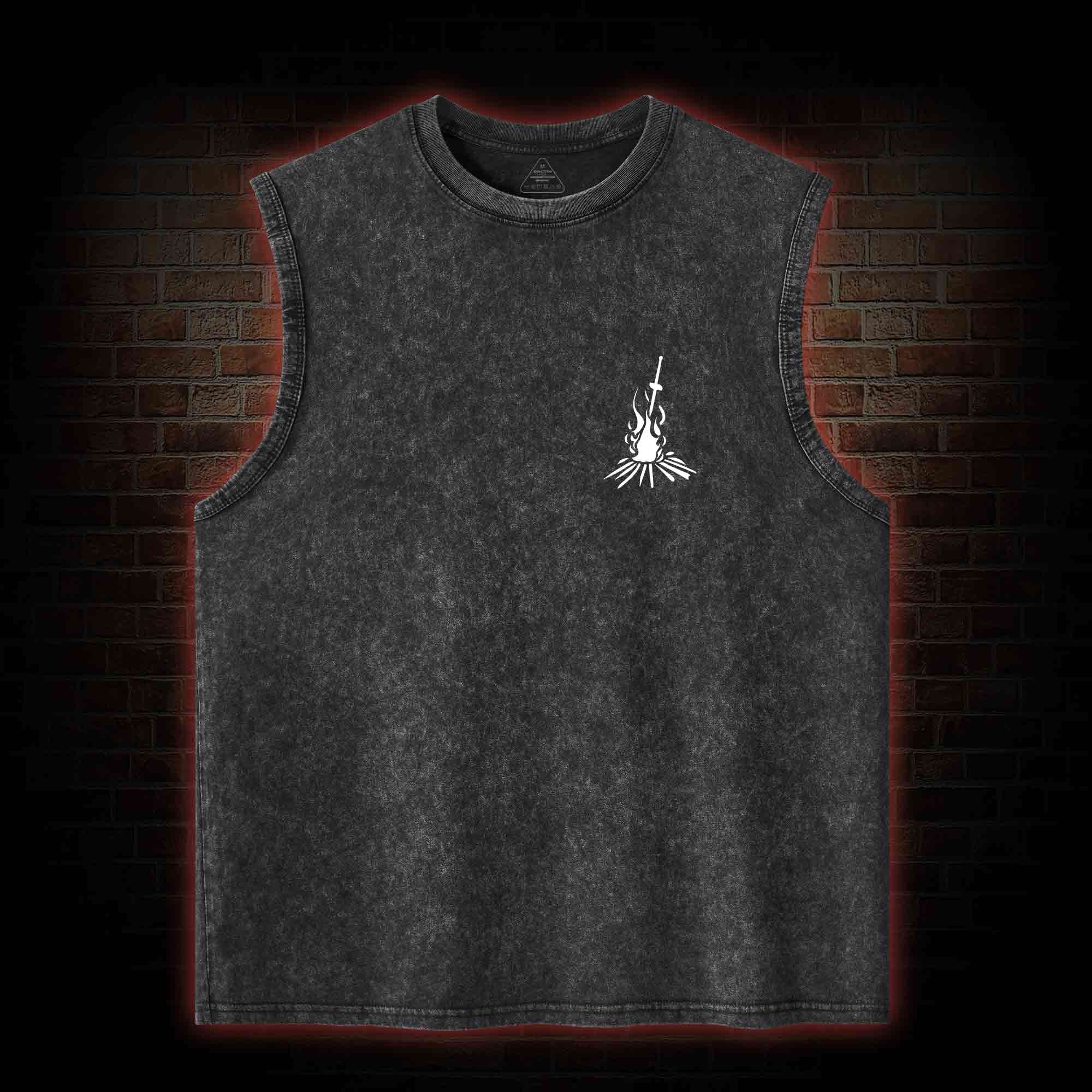 Onion Knight Back Print Washed Tank Top