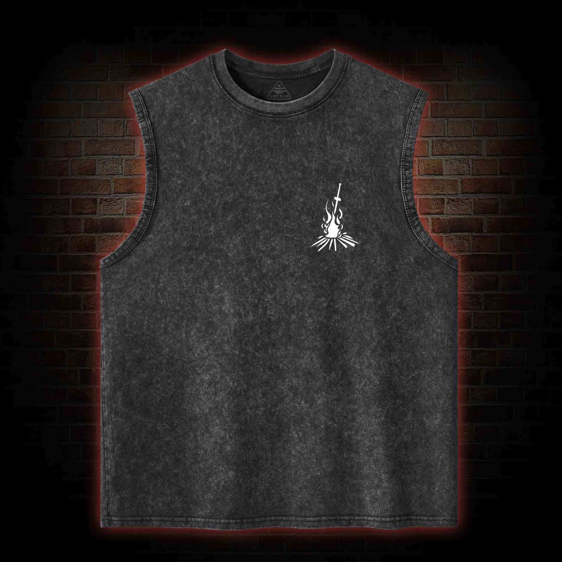 Onion Knight Back Print Washed Tank Top