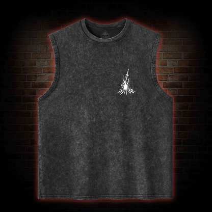 Onion Knight Back Print Washed Tank Top