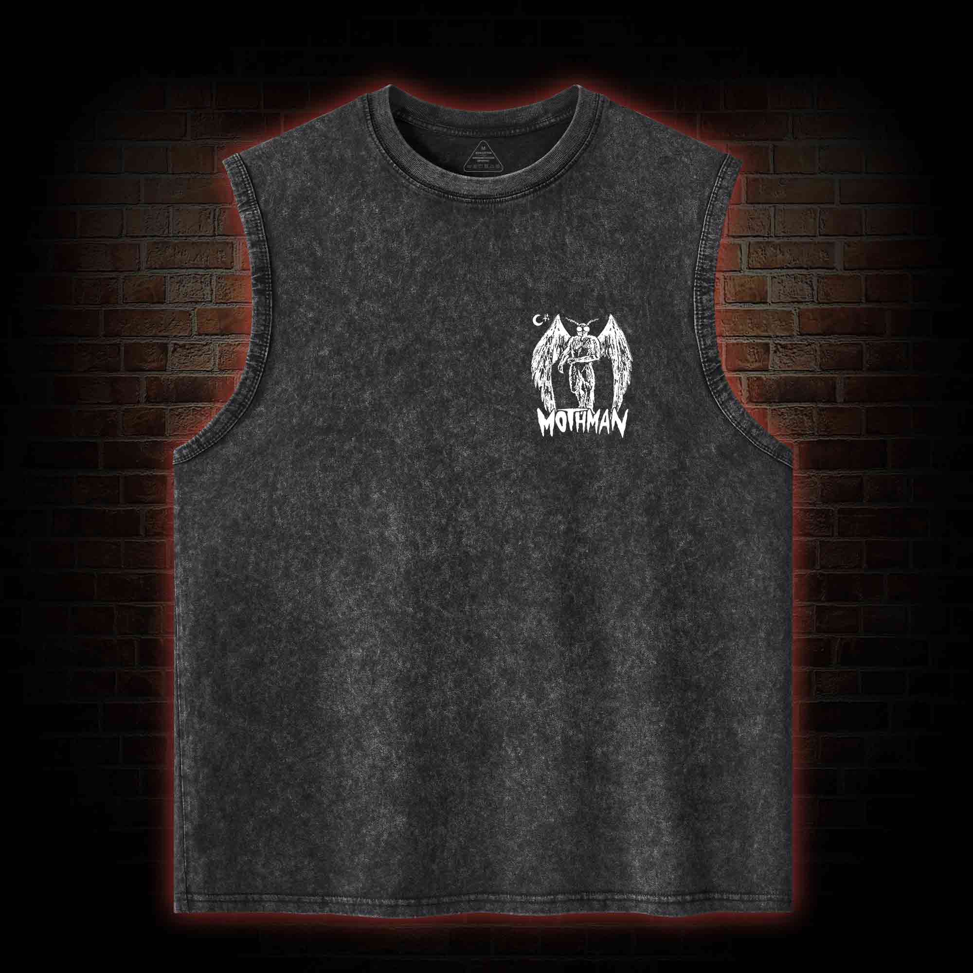 Mothman Back Print Washed Tank Top