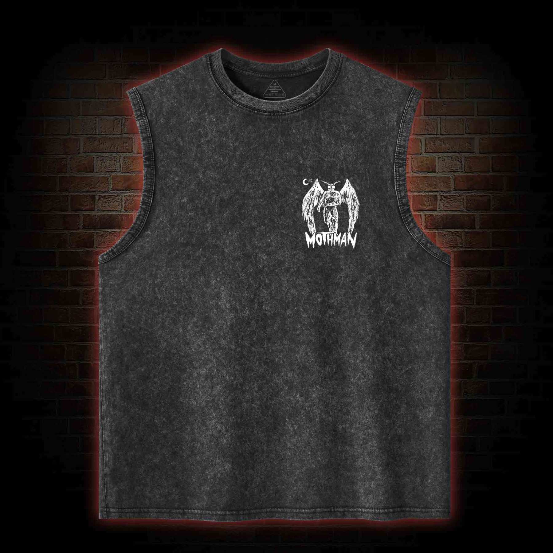 Mothman Back Print Washed Tank Top