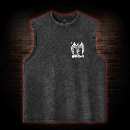 Mothman Back Print Washed Tank Top