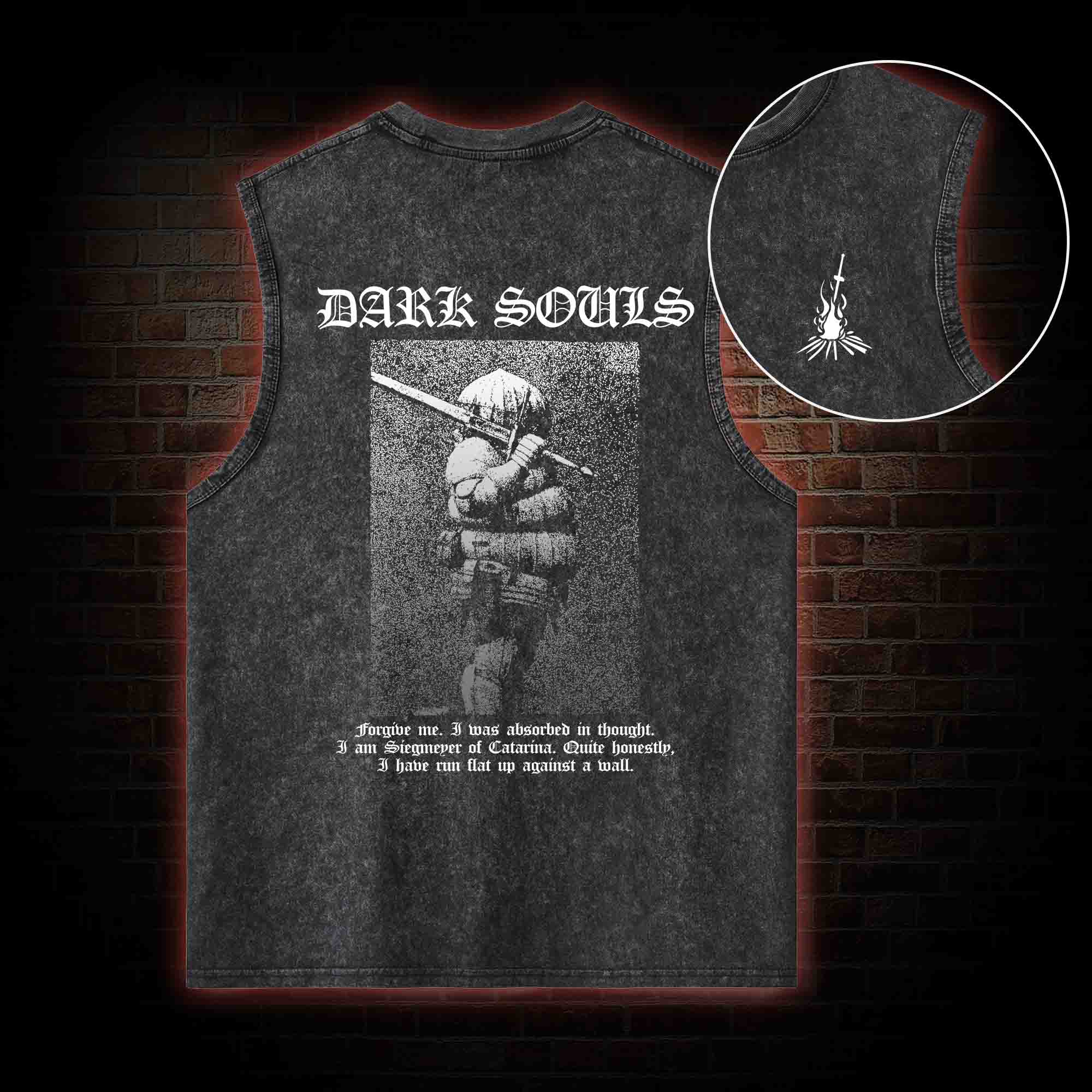 Onion Knight Back Print Washed Tank Top