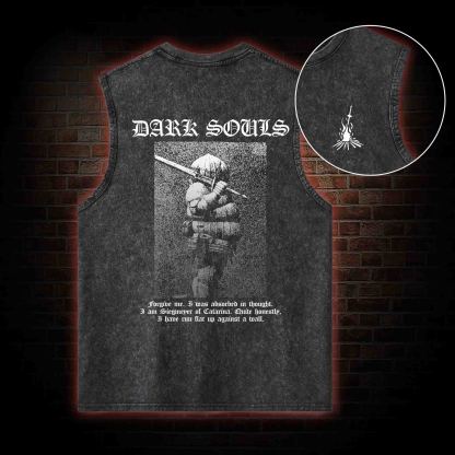 Onion Knight Back Print Washed Tank Top