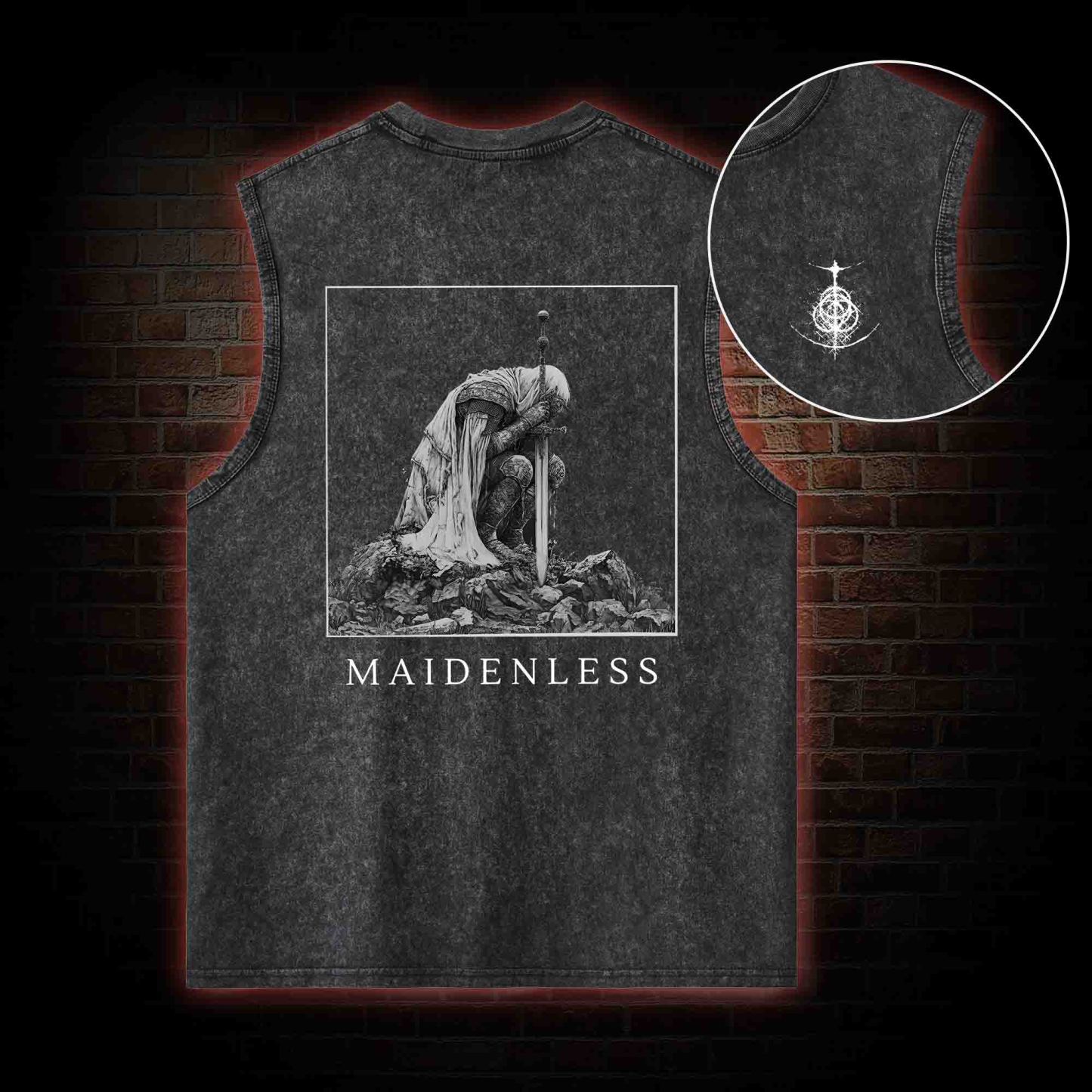 Maidenless Back Print Washed Tank Top