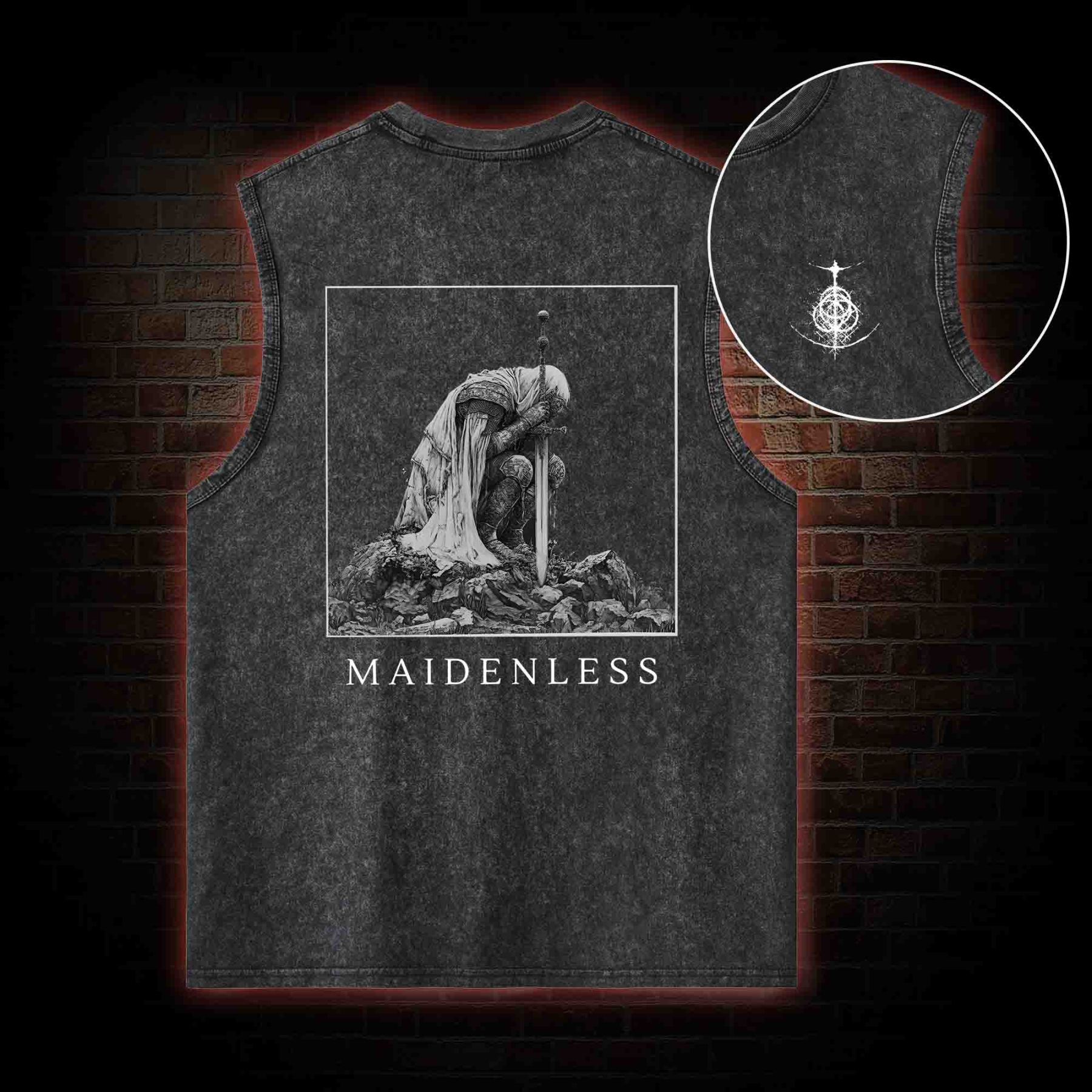 Maidenless Back Print Washed Tank Top