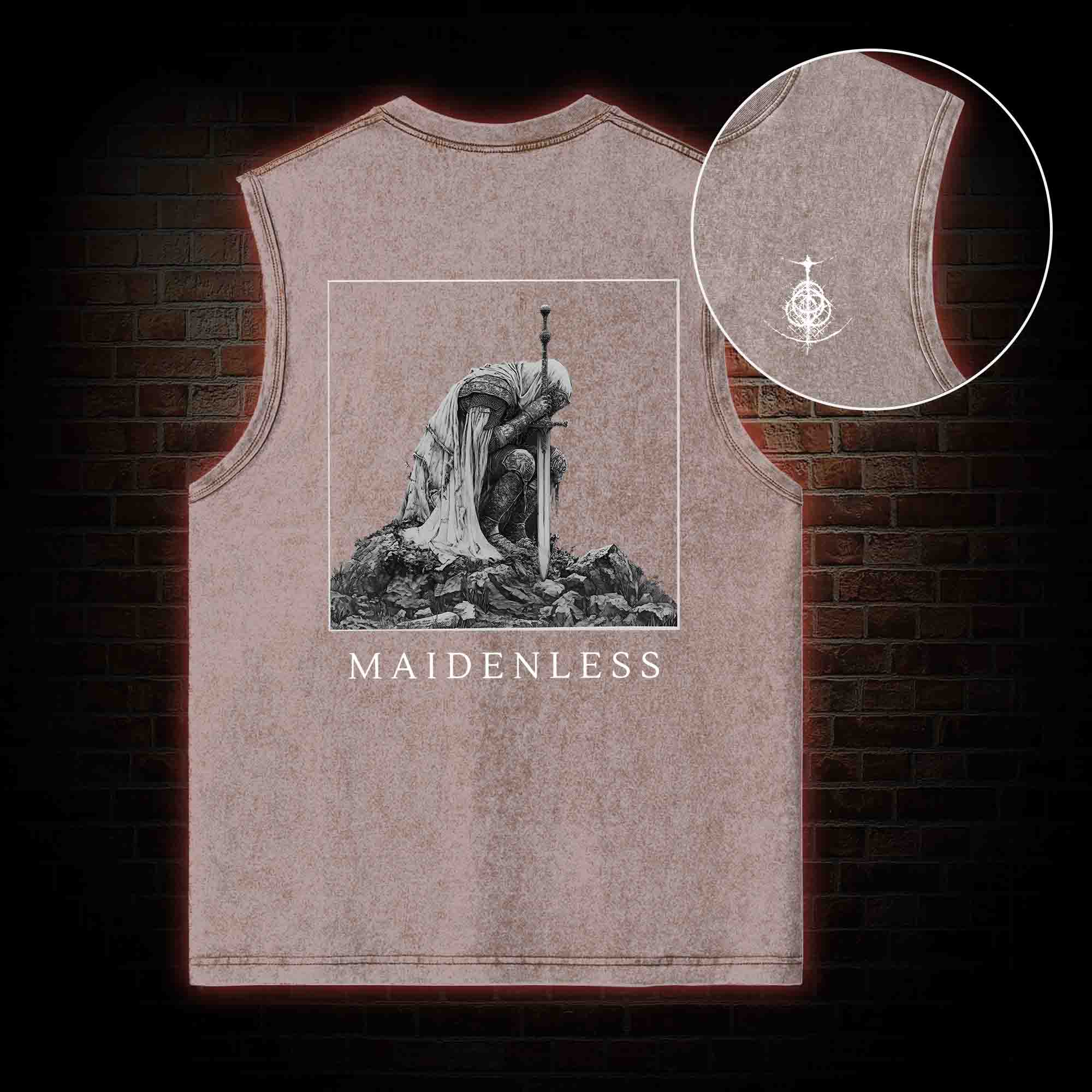 Maidenless Back Print Washed Tank Top