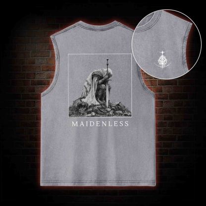Maidenless Back Print Washed Tank Top