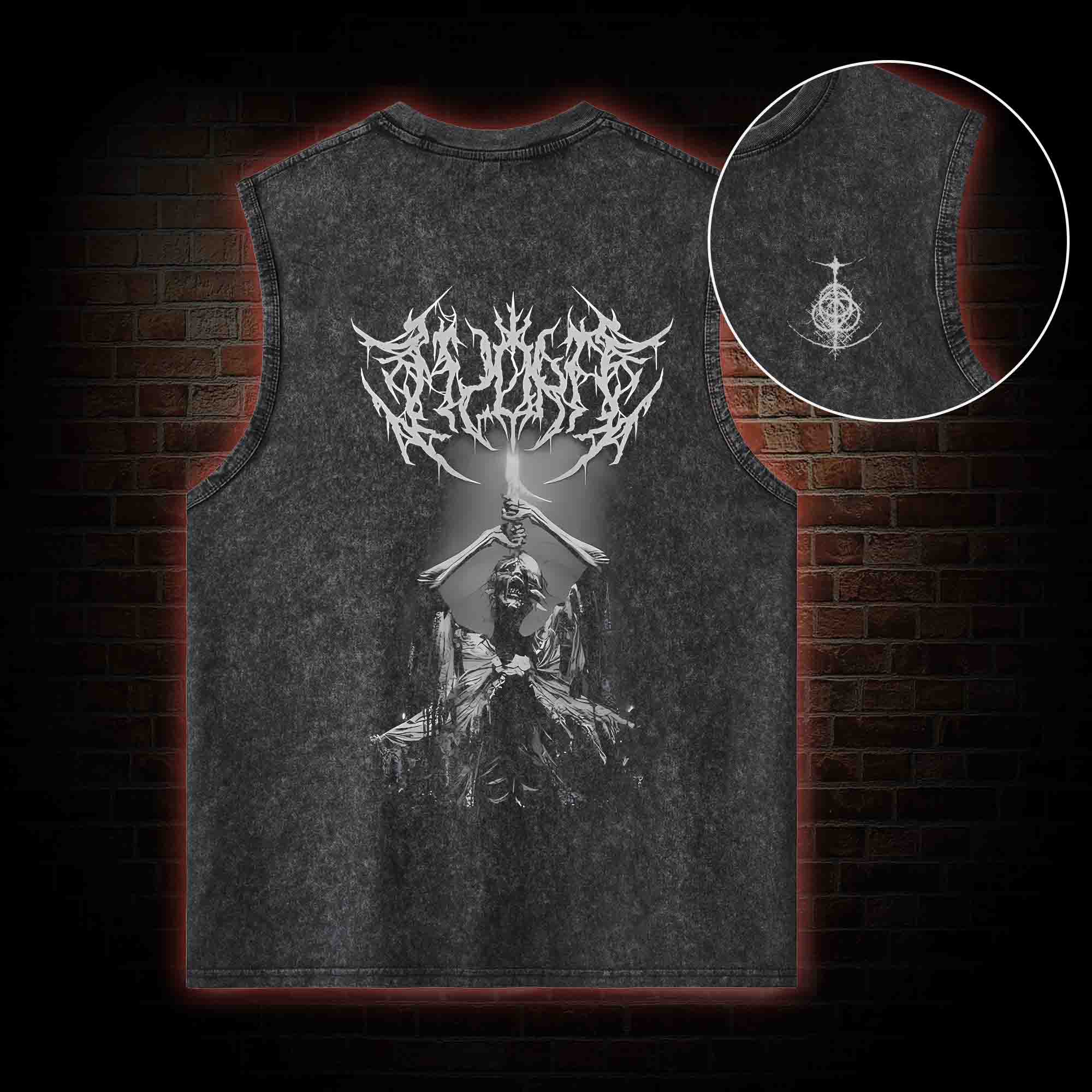 Forgive Me Back Print Washed Tank Top