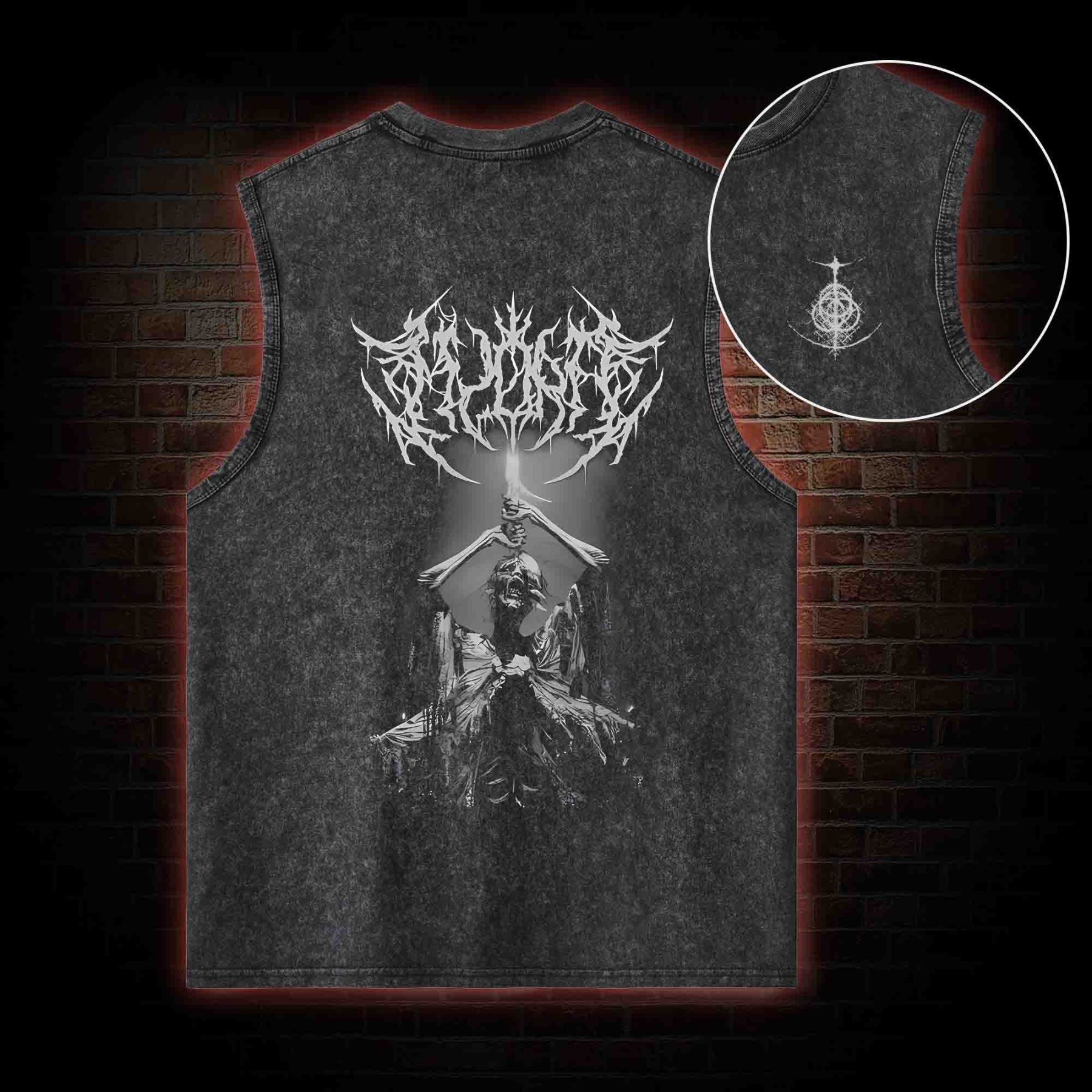 Forgive Me Back Print Washed Tank Top